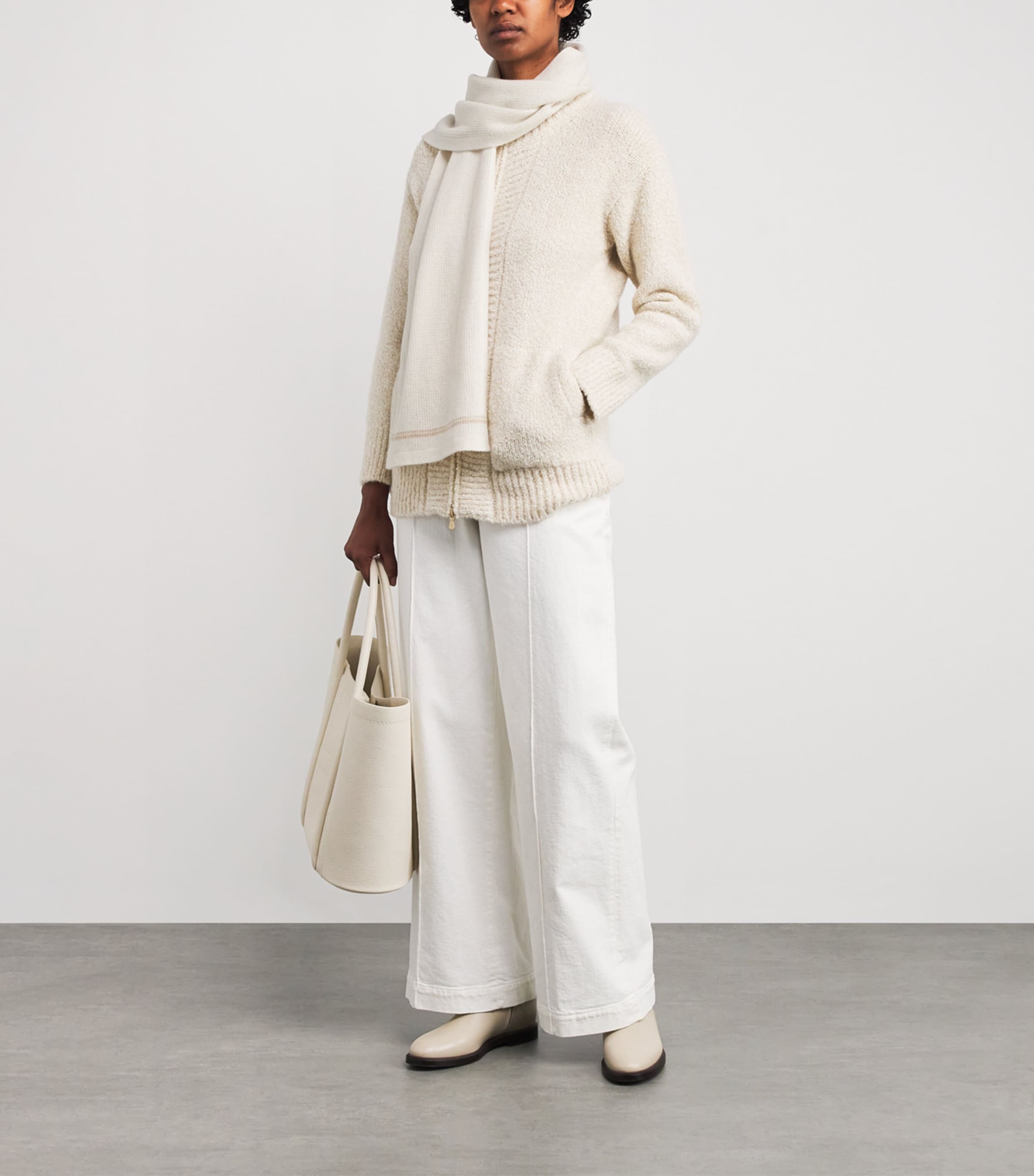 Wool-Cashmere Scarf BIANCO E BEIGE Image 2