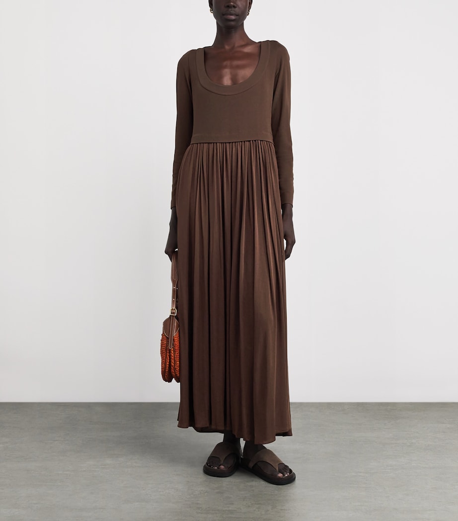 Jersey Tie-Back Maxi Dress DARK BROWN Image 2