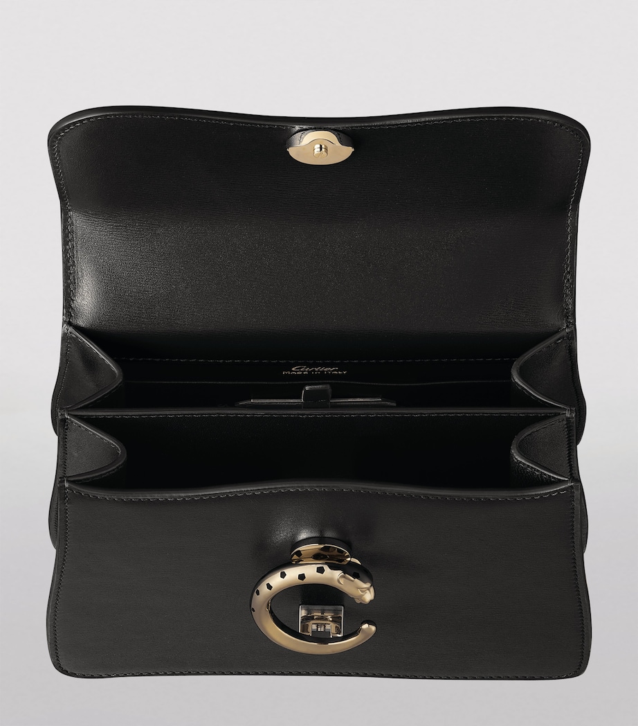 Leather Mini Panthère De Cartier Top-Handle Bag BLACK Image 3