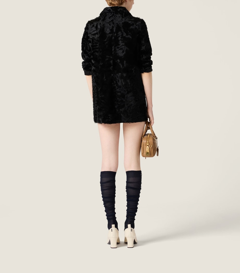 Miu Miu Womens Shearling Coat Black Image 3