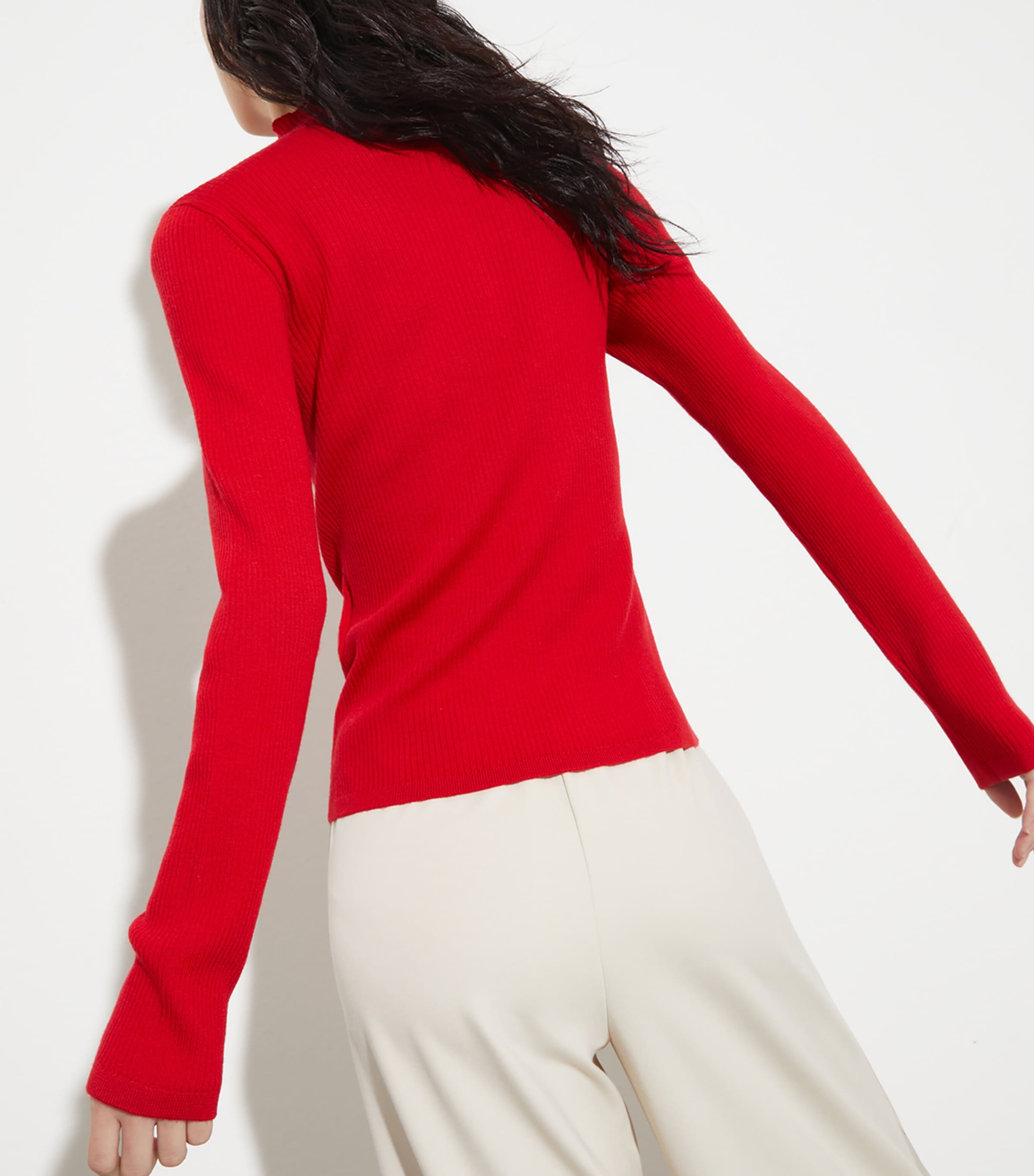 Wool Half-Zip Sweater RED Image 4