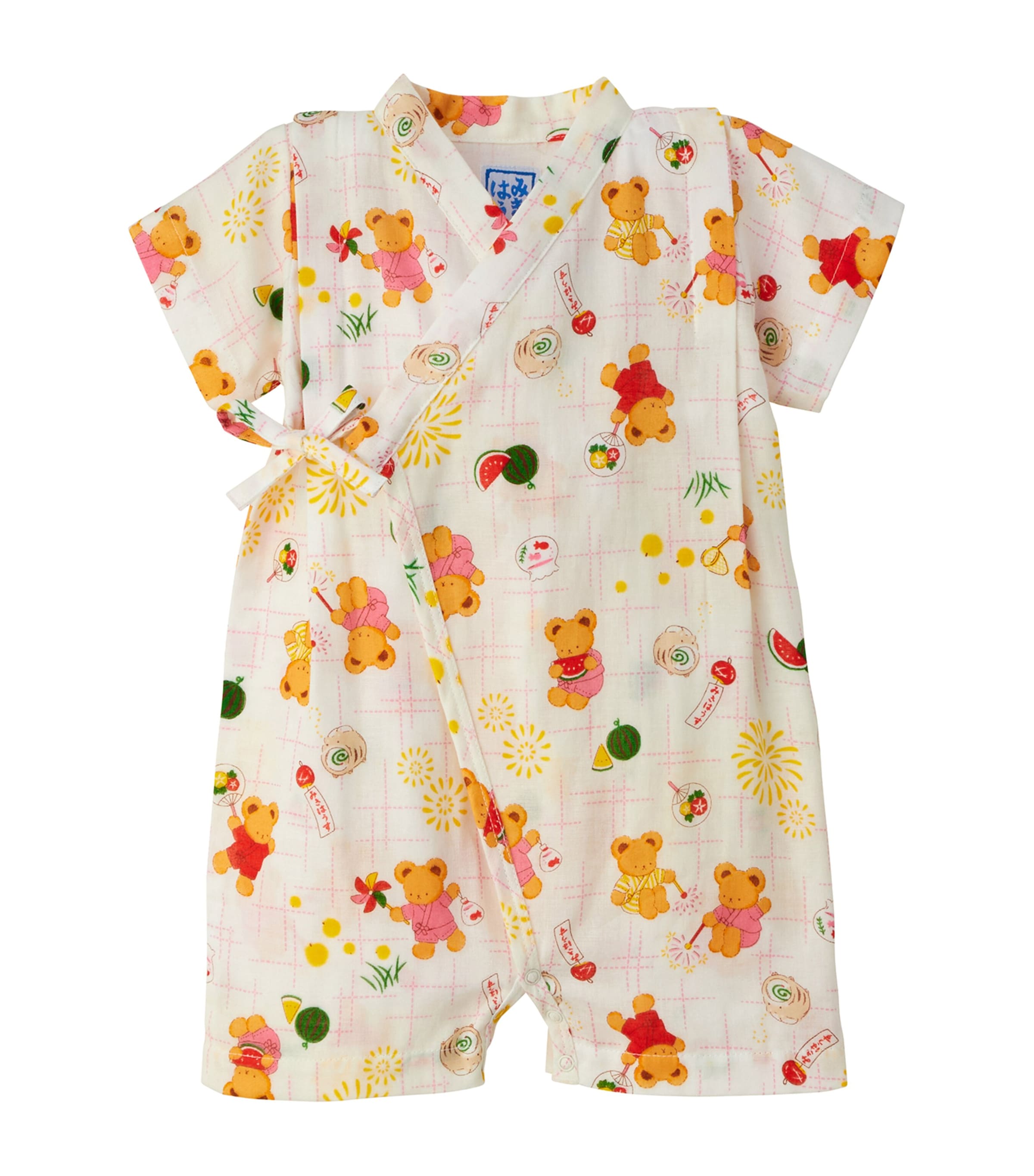 Miki House Cotton Print Jinbei Playsuit In White