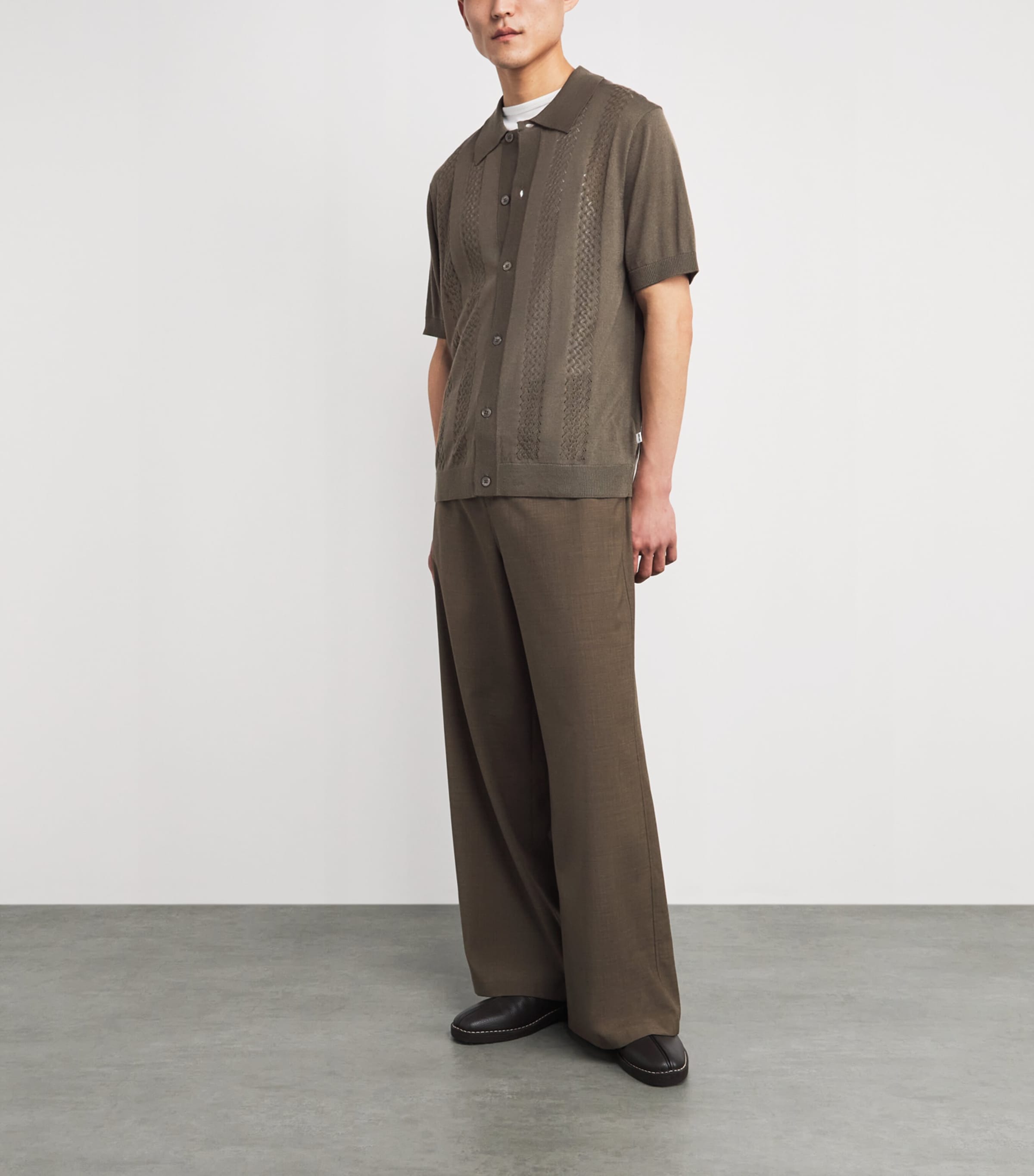 NN.07 Mens Wool-Blend Knitted Polo Shirt Mable Husk Image 2