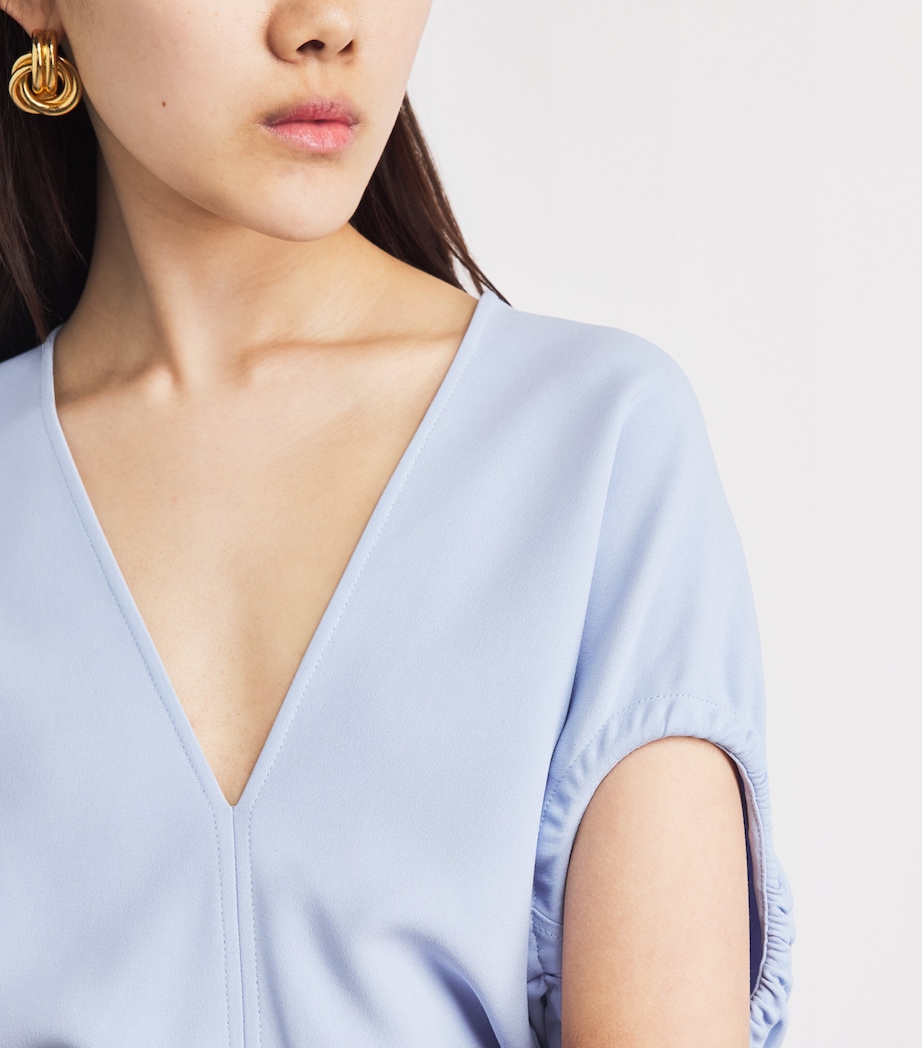 Victoria Beckham Womens V-Neck Edith Midi Dress Cloud Blue Image 3