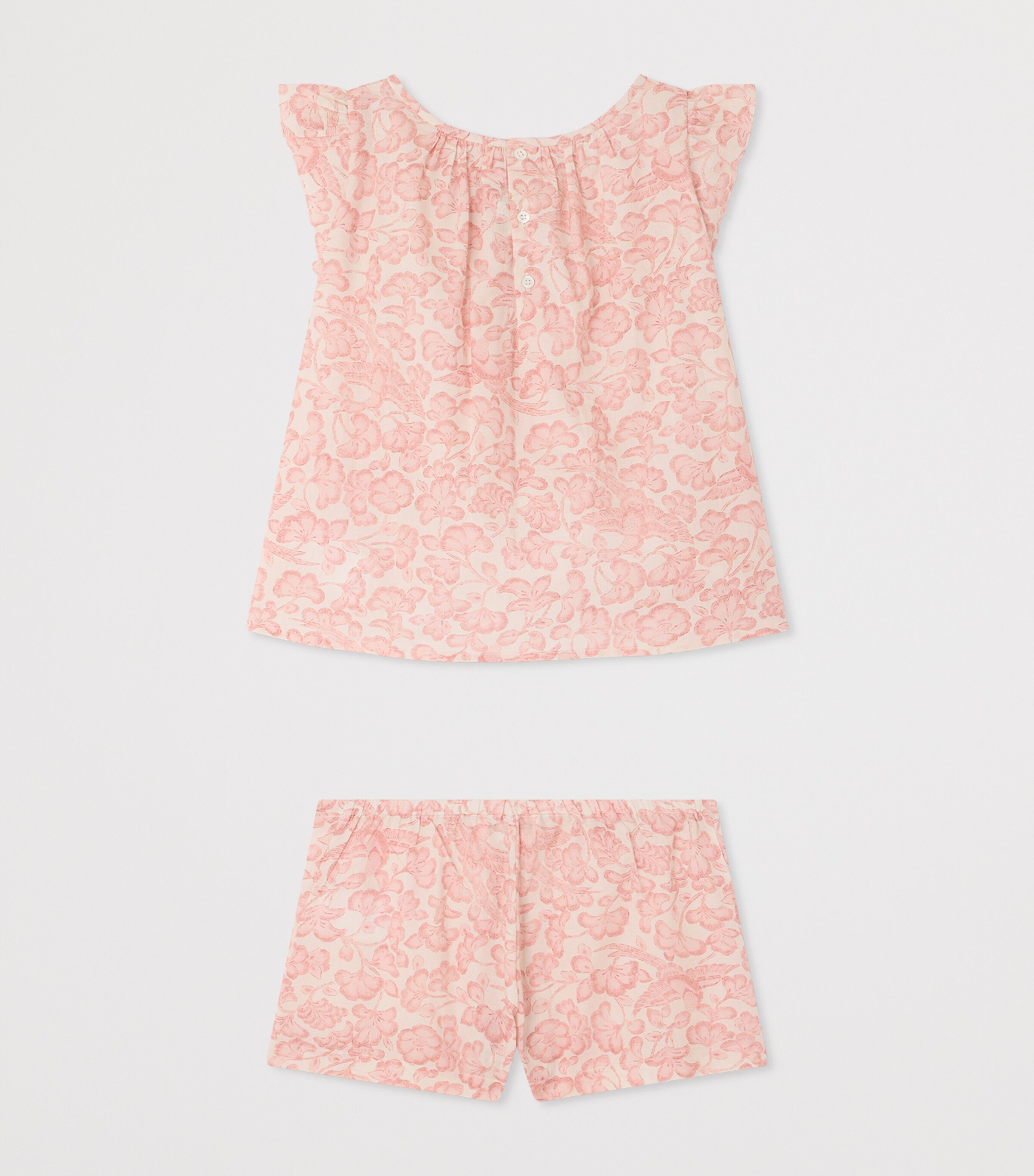 Bonpoint Cotton Floral Pyjama Set (10-14 Years) Fl Beige Rose Image 2