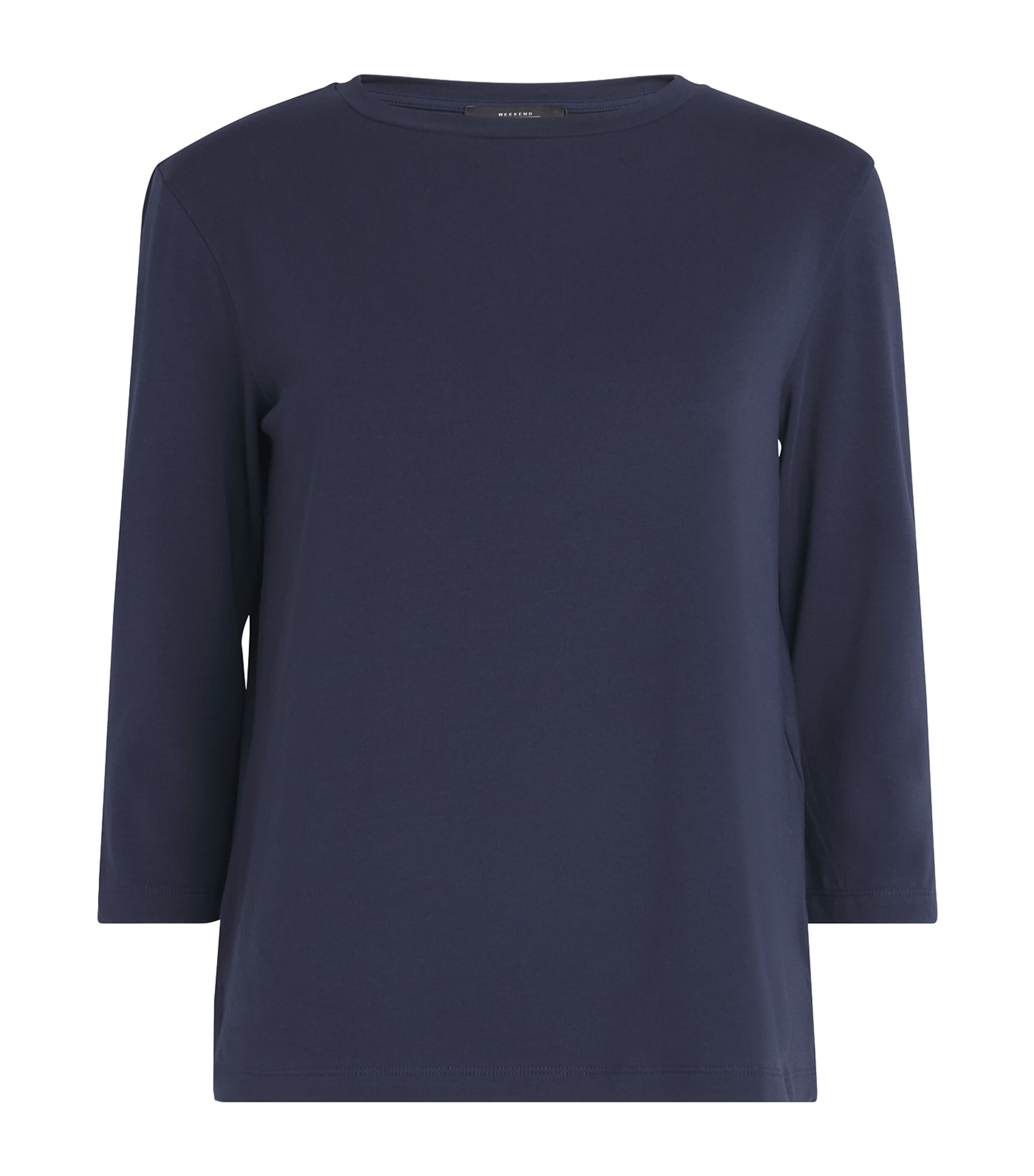 Weekend Max Mara Stretch-cotton Cropped-sleeve T-shirt In Blue