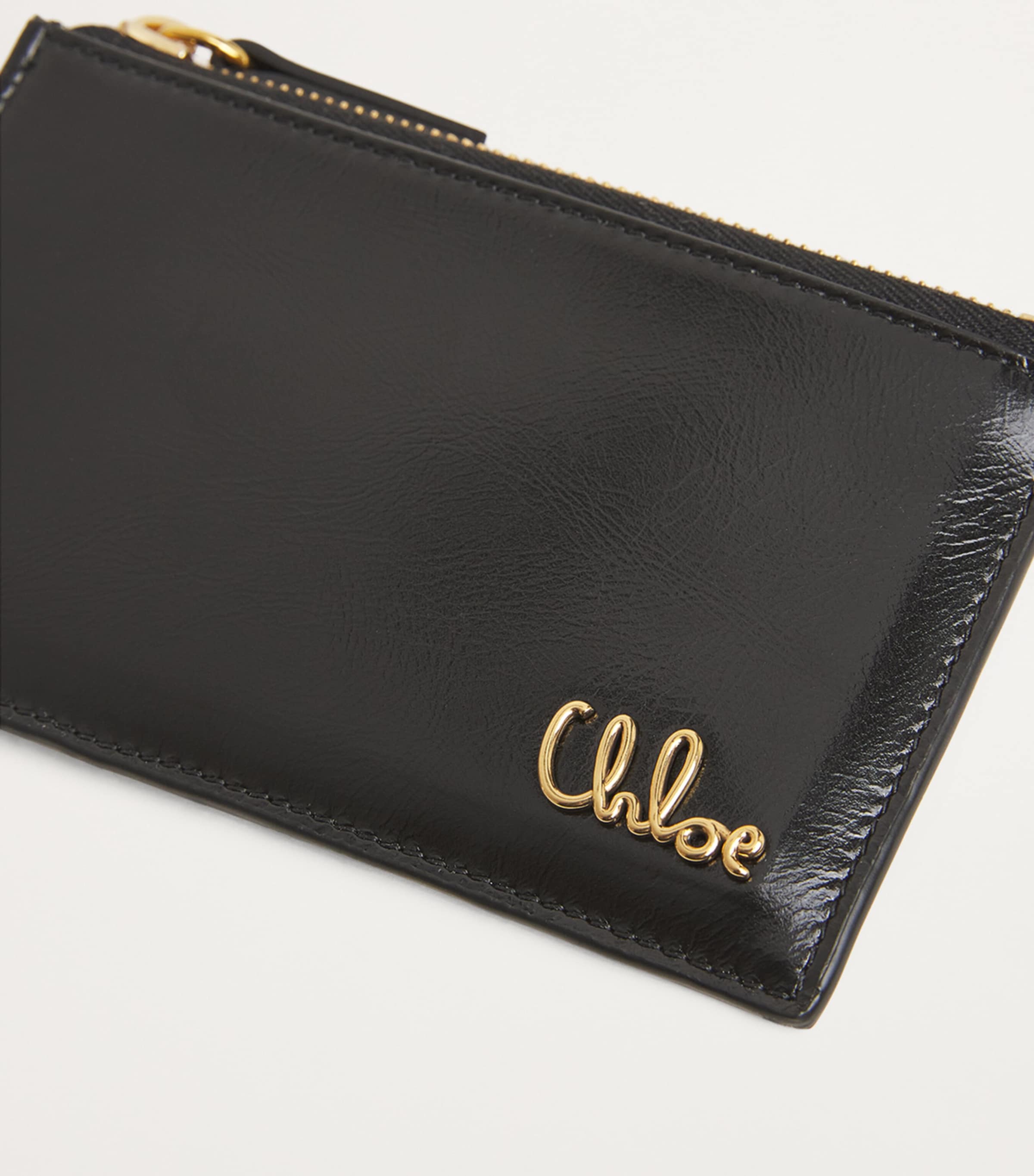 Small Calfskin Zipped Card Holder BLACK Image 4