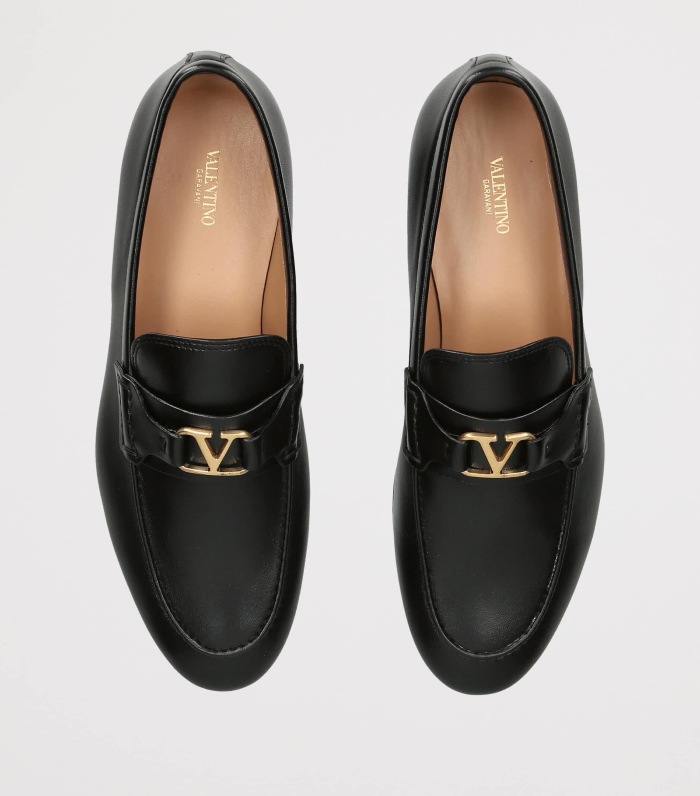 Valentino Garavani Leather VLogo Loafers Black Image 3