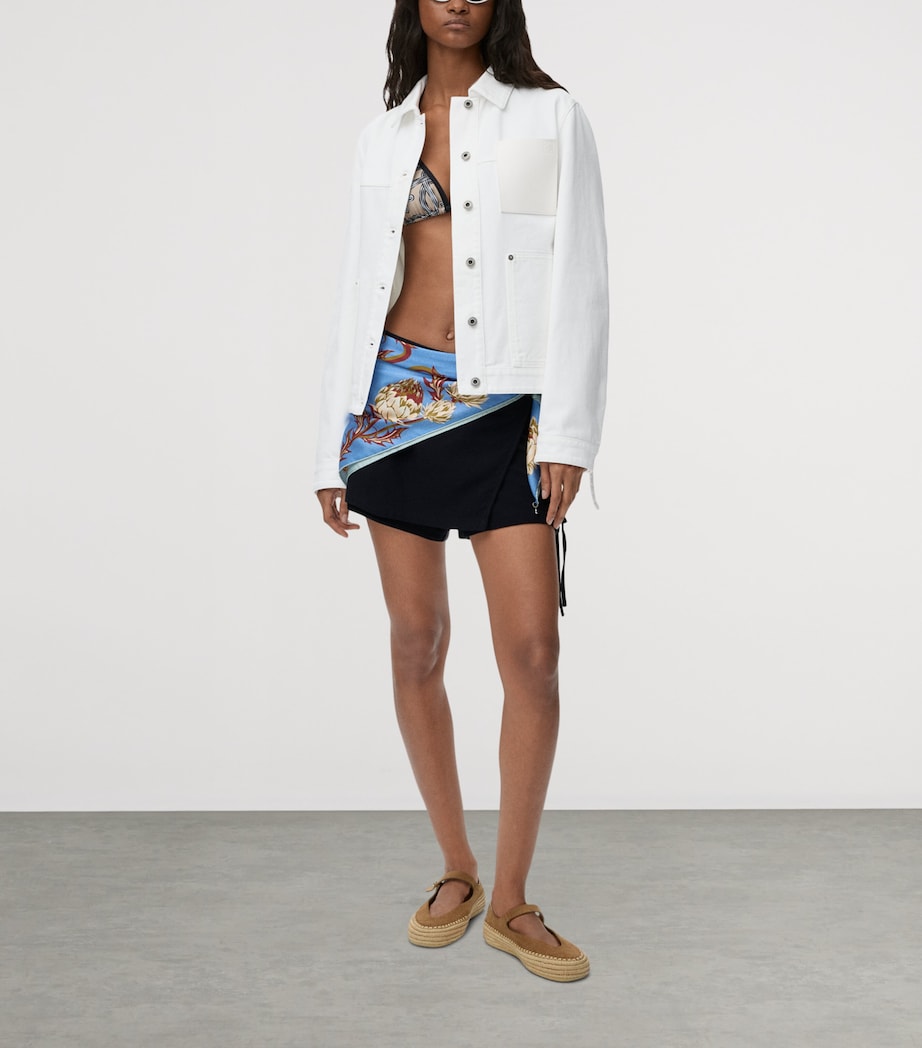 LOEWE Womens x Paula's Ibiza Workwear Side-Tie Denim Jacket White Image 2