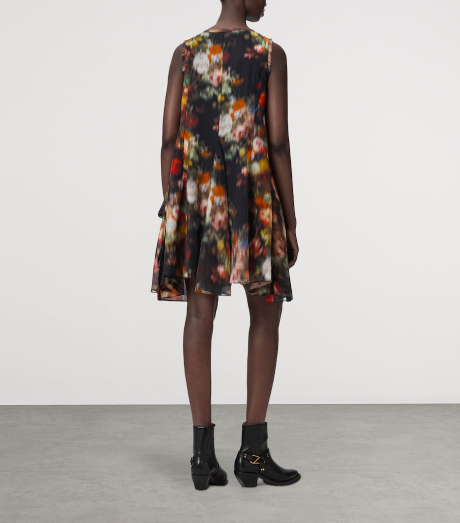 AllSaints Womens Cotton Floral Sybil Mini Dress Hazed Black Image 4