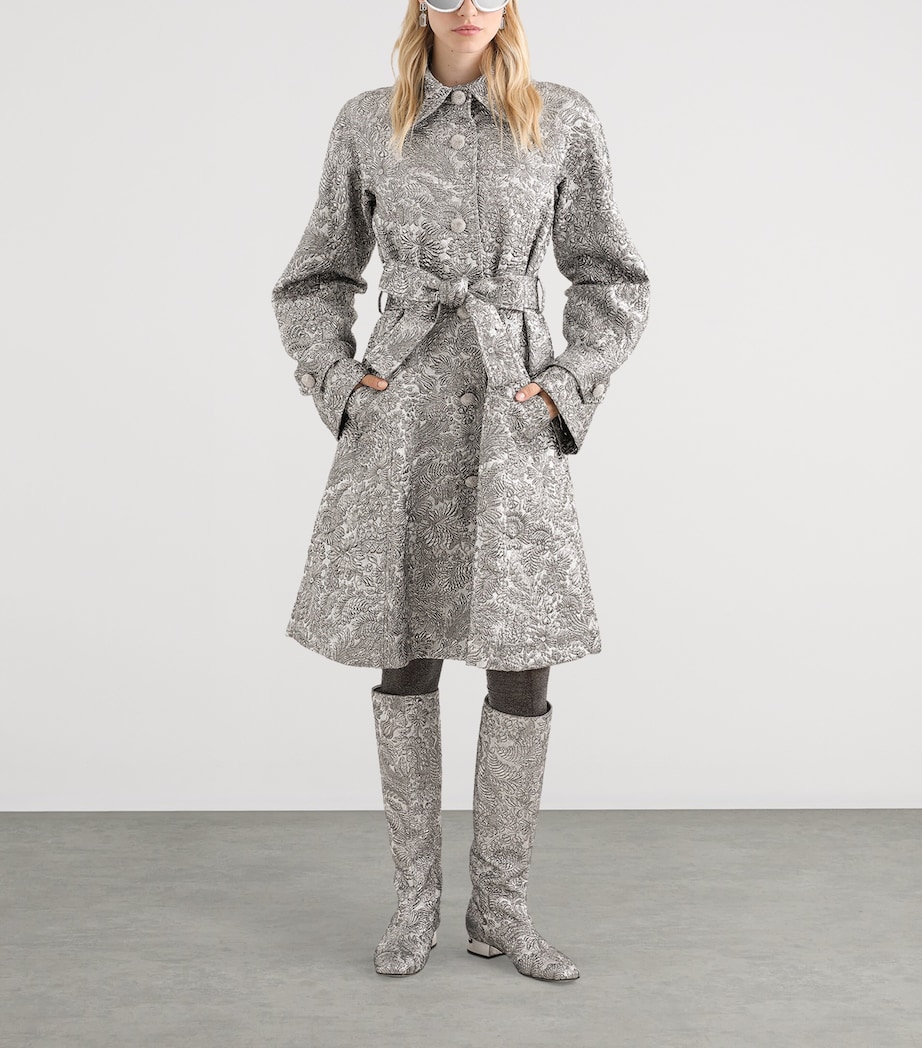 Embroidered Floral Wrap Coat S0998-SILV Image 2