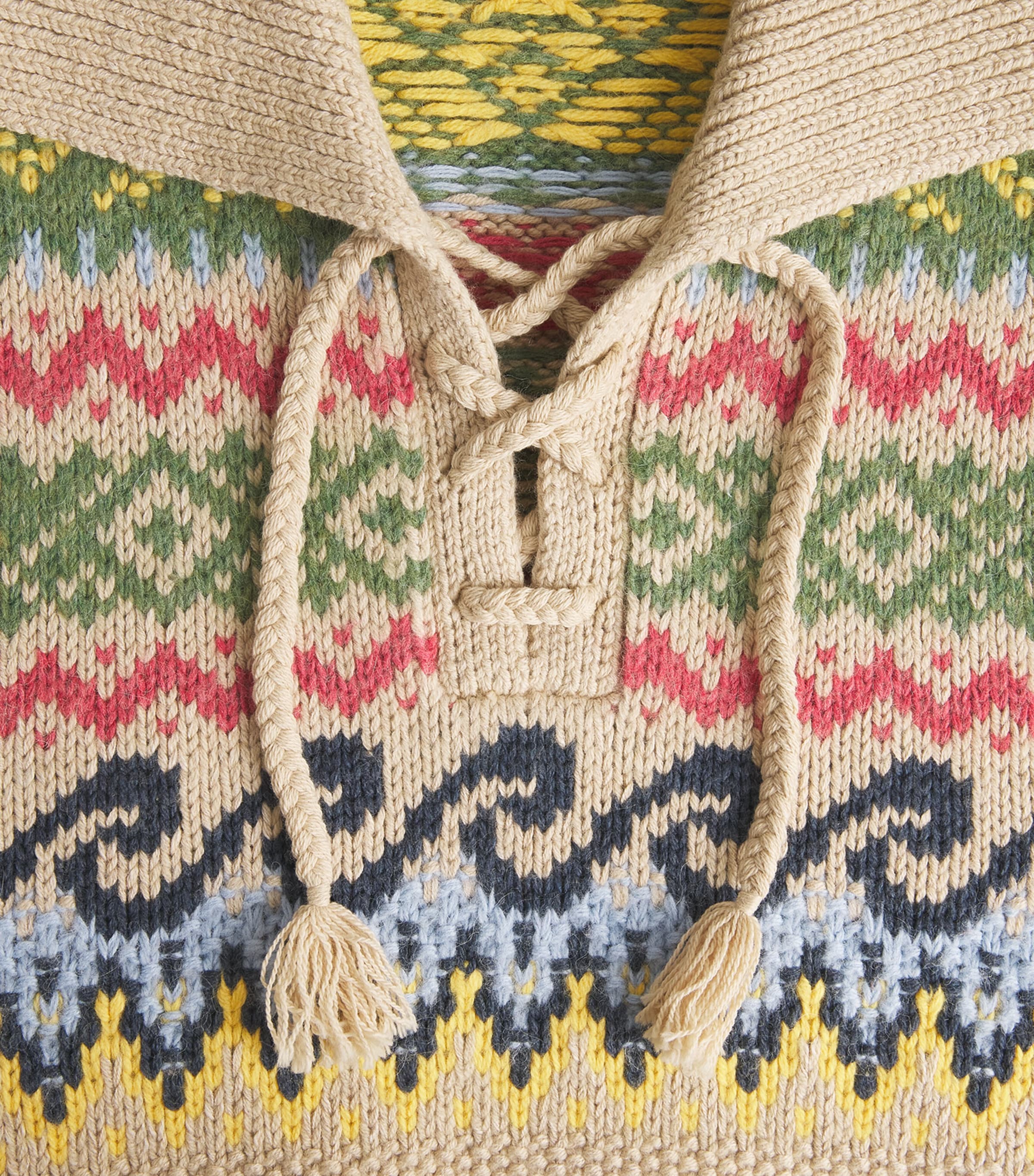 Cotton-Wool-Blend Fair Isle Sweater TAN MULTI Image 5