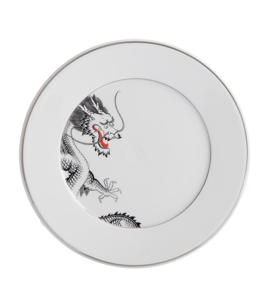 Porcelain-Platinum Lucky Dragon Dessert Plate (22cm) PLATINUM Image 1