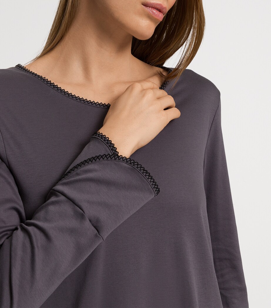 Cotton Long-Sleeve Una Nightdress BLACK PEARL Image 6