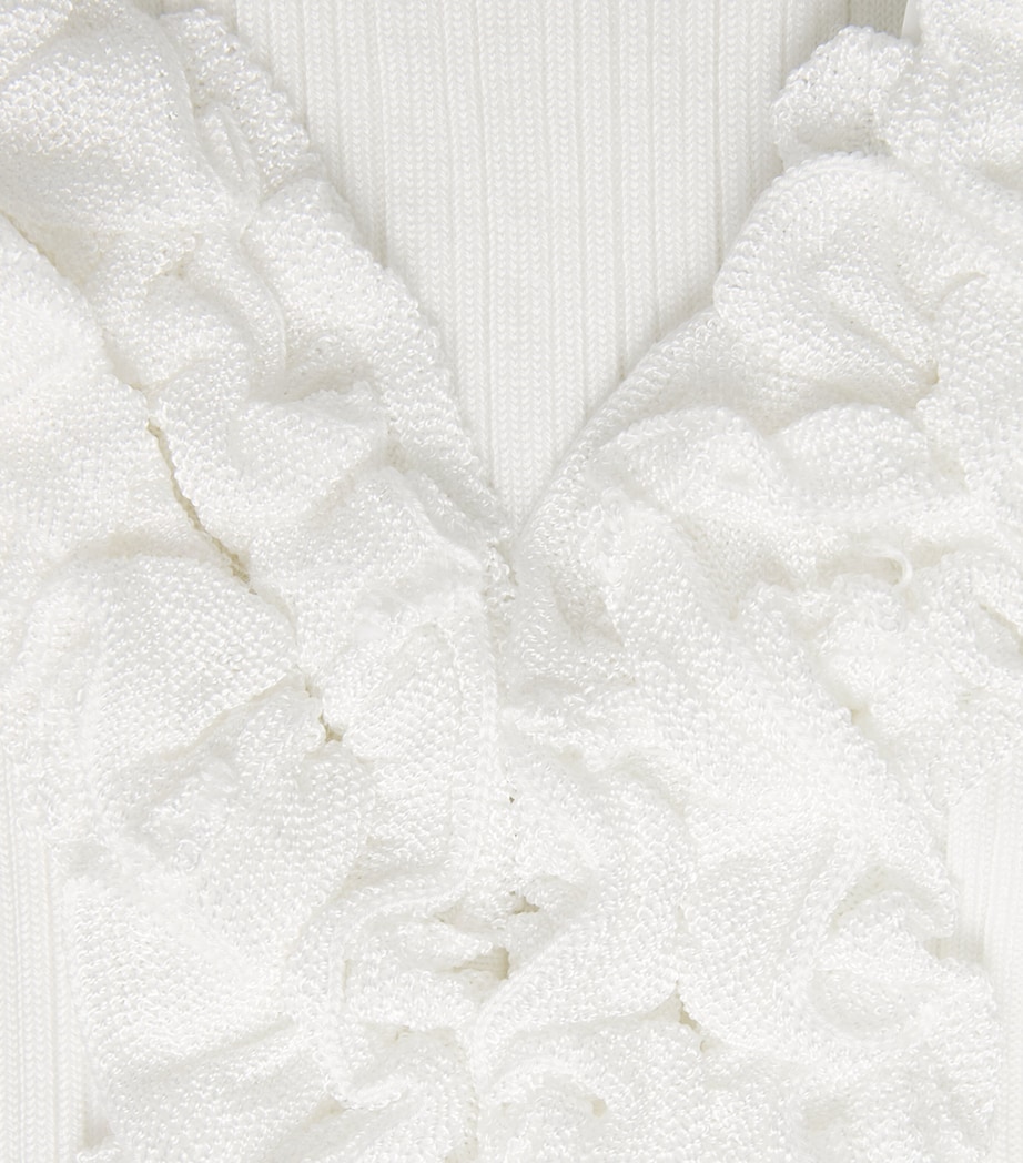 Claudie Pierlot Womens Ruffle-Trim Ribbed Tank Top White Image 6