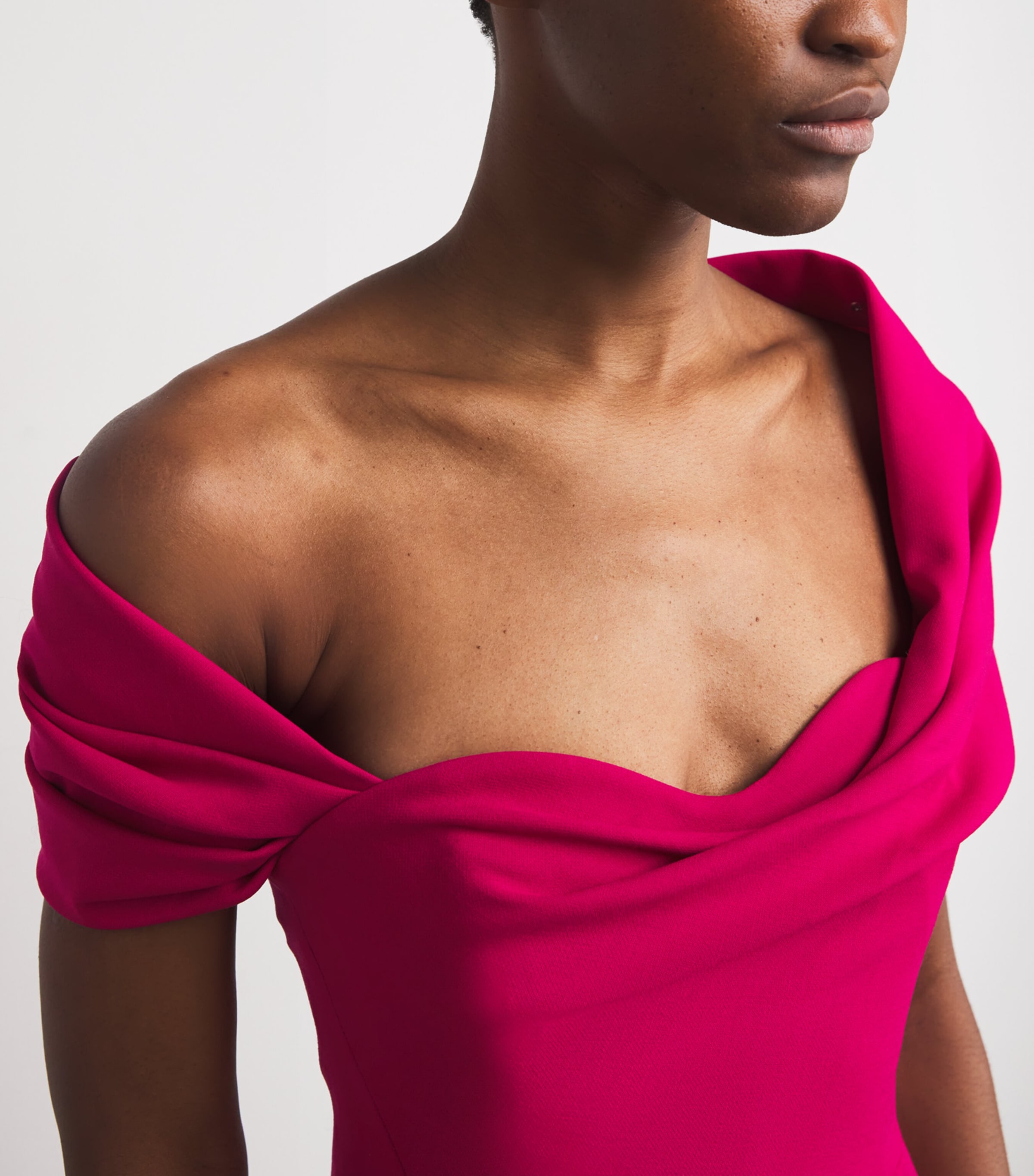 Stretch-Virgin Wool Draped Midi Dress 039 CLARET Image 6