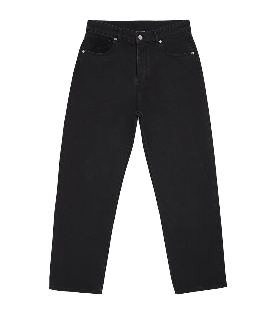 Drôle De Monsieur Mens Corduroy-Trim Straight Jeans Black Image 1