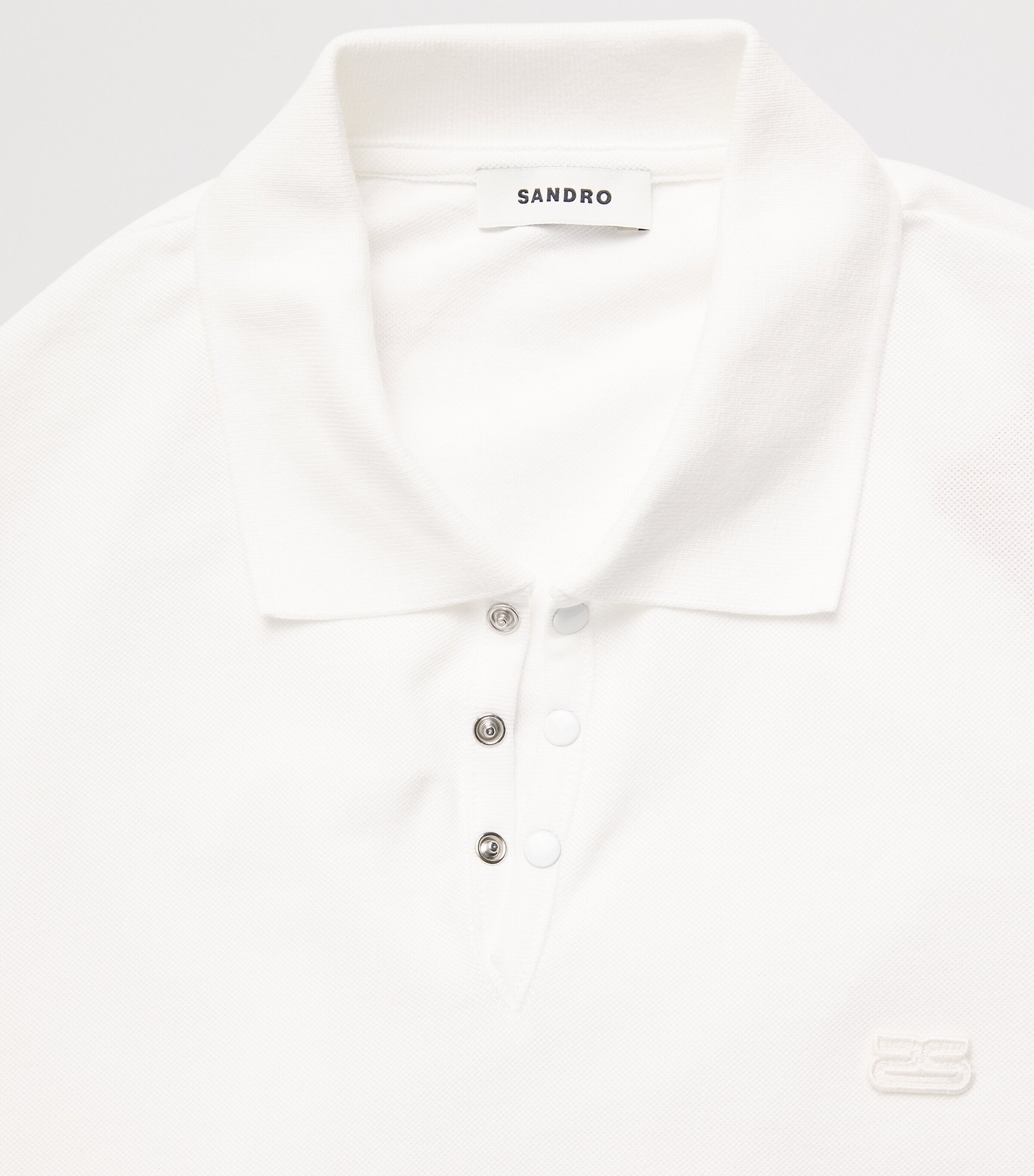 Sandro Paris Mens Cotton Logo Polo Shirt White Image 6