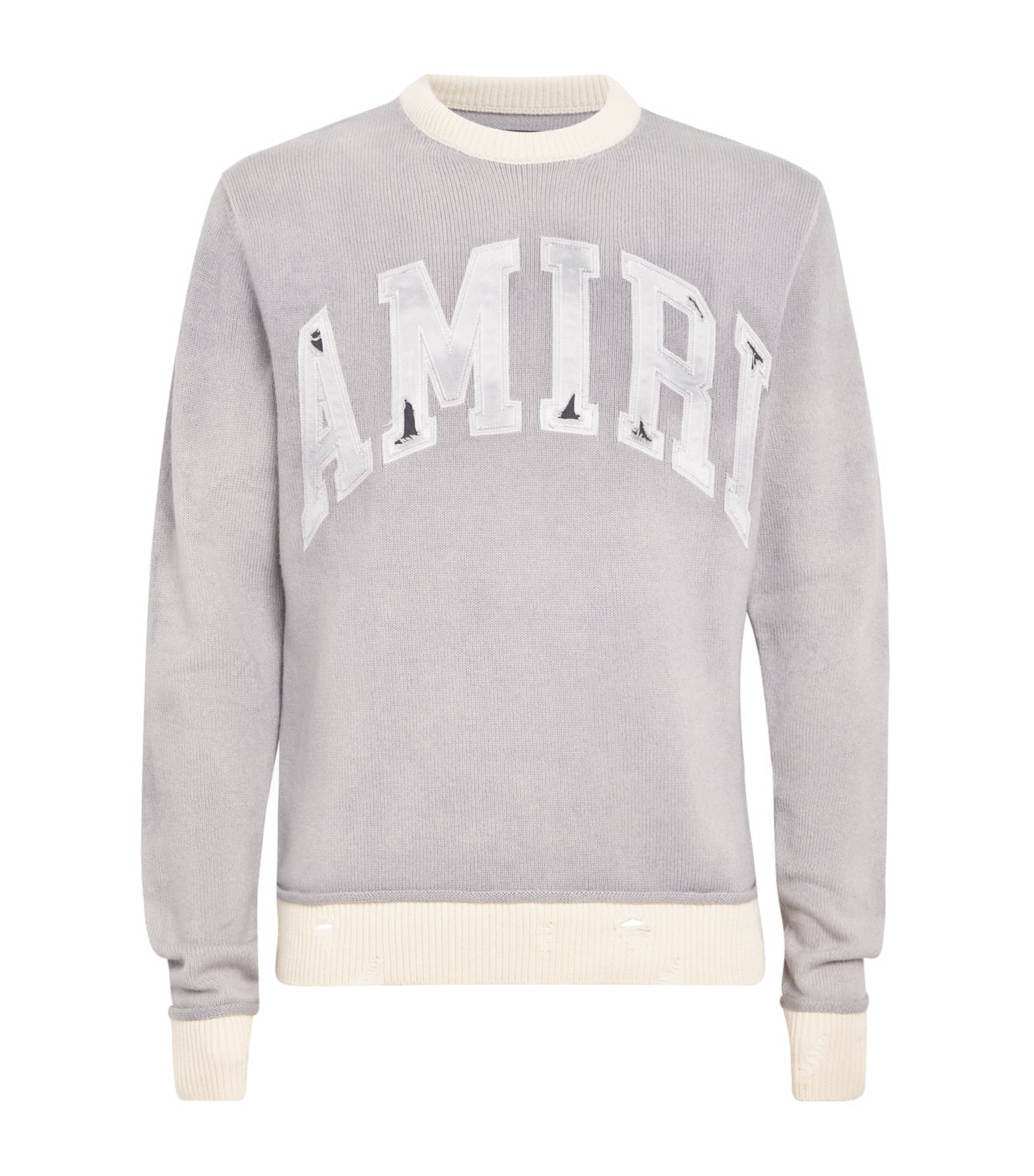 Shop Amiri Cashmere Appliqué Logo Sweater In Grey