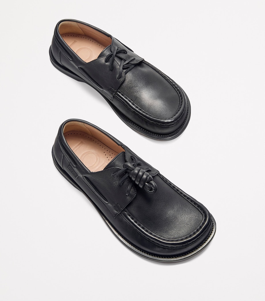 Leather Campo Boat Shoes BLACK Image 4