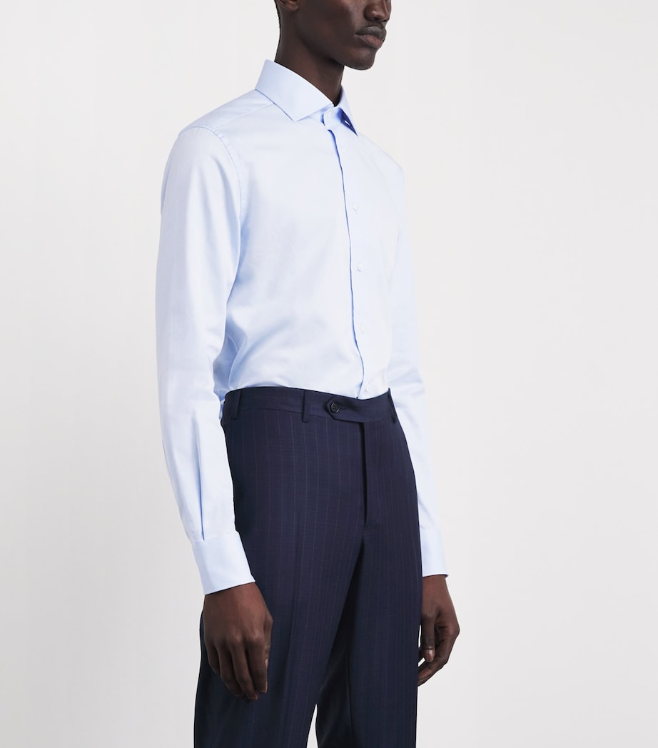 Corneliani Mens Cotton Twill Shirt Sky Blue Image 4