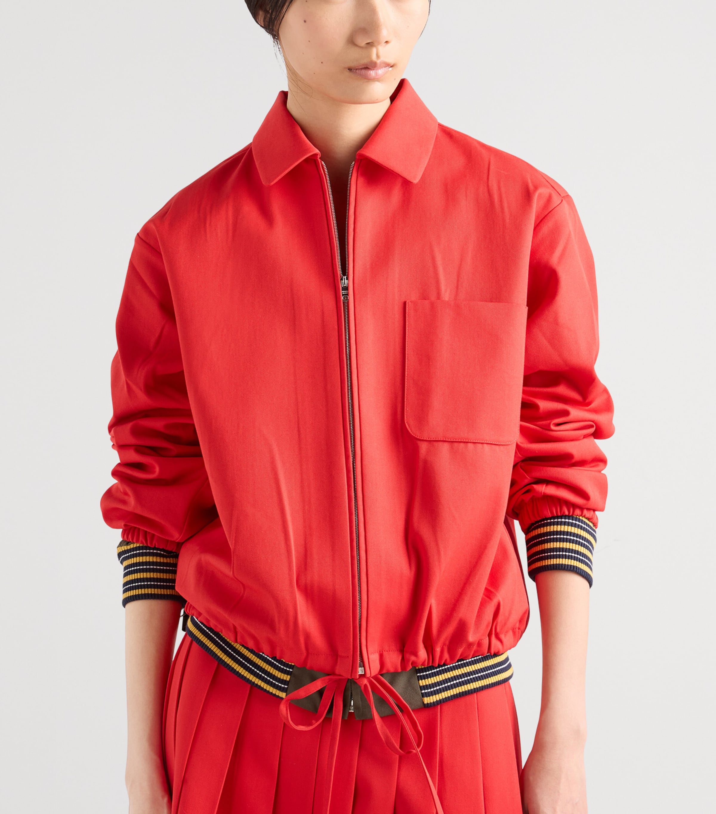 Prada Womens Gabardine Blouson Jacket Red Image 3