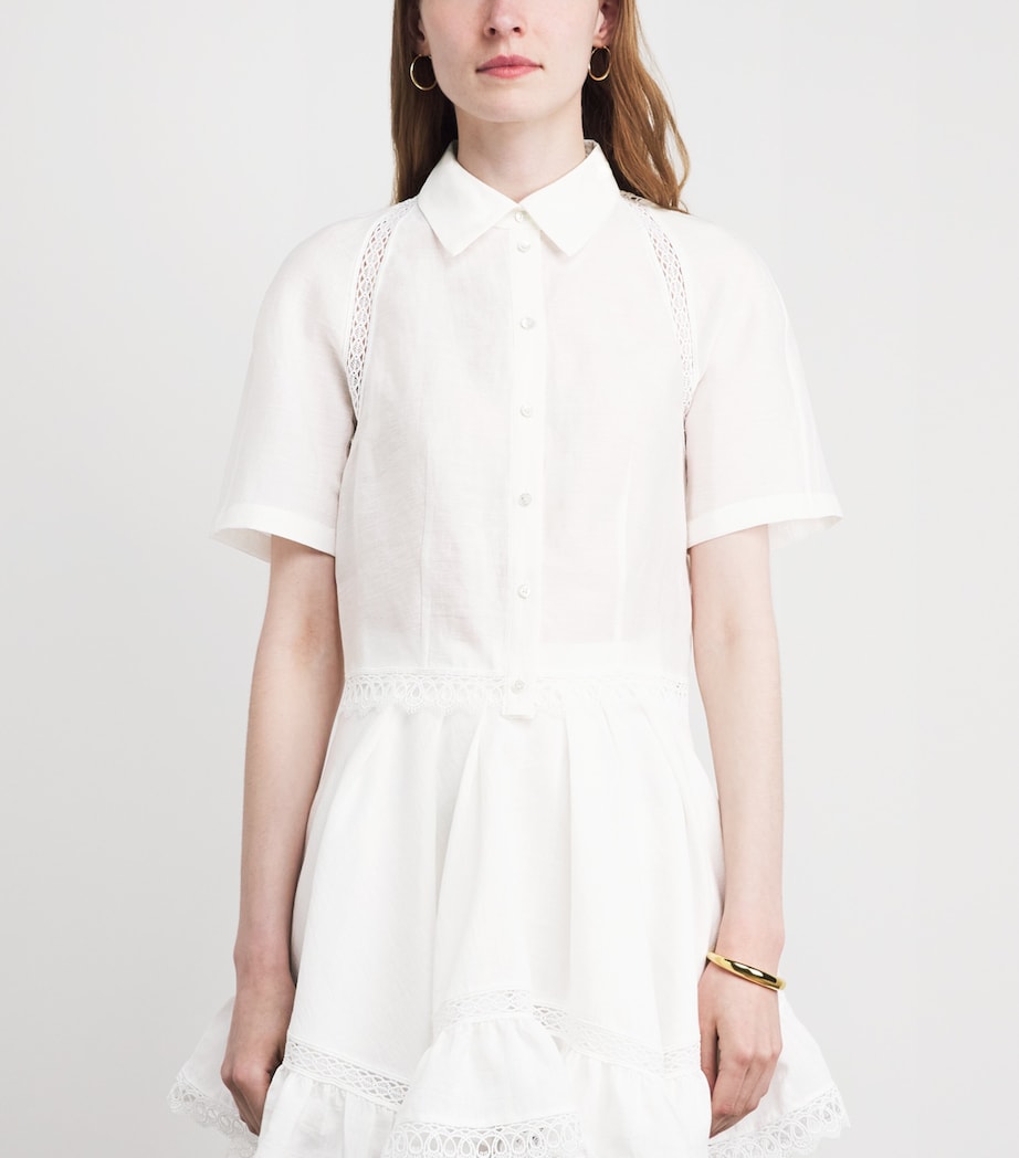 Claudie Pierlot Womens Lace-Trim Cropped Shirt Ecru Image 4
