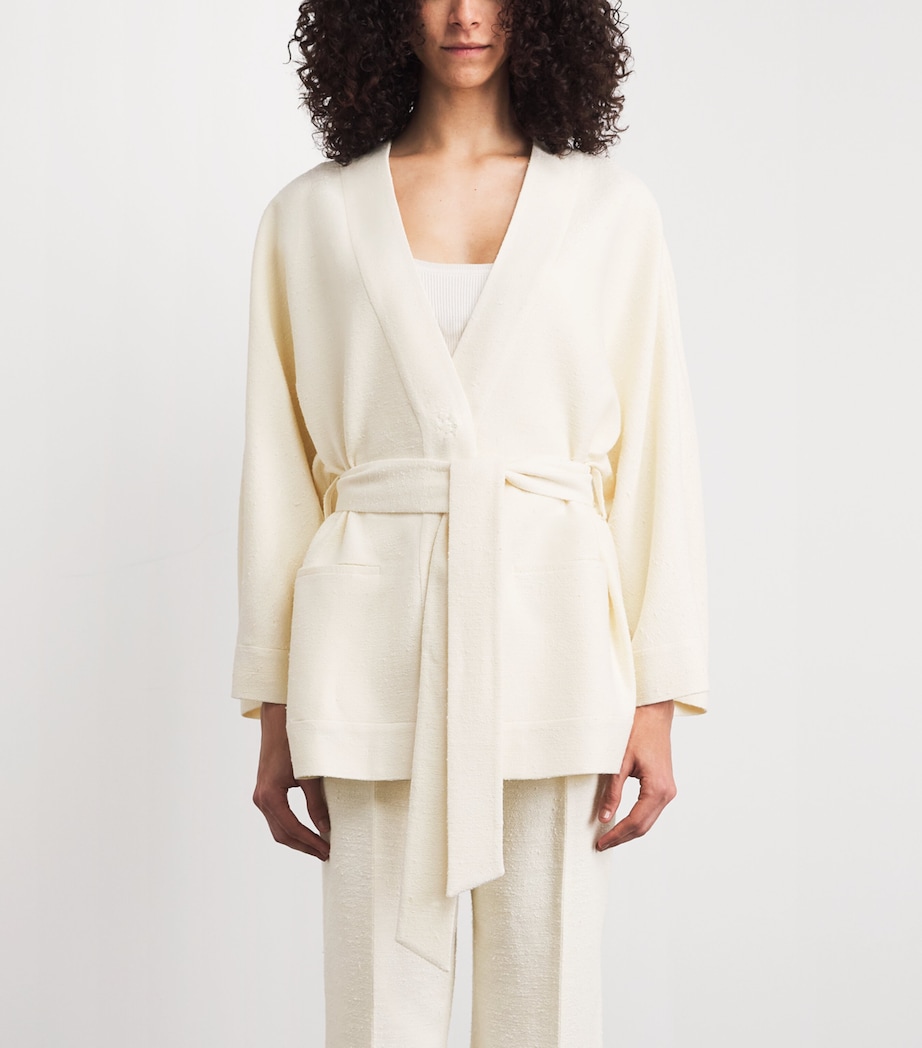 NOMADISSEM Womens Wool-Silk-Linen-Blend Tan Jacket Cream Image 4