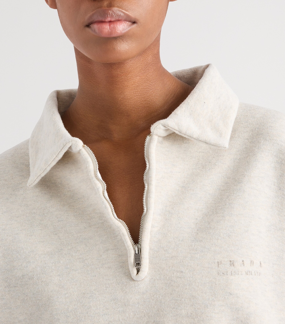 Prada Womens Cotton Half-Zip Sweatshirt Image 4