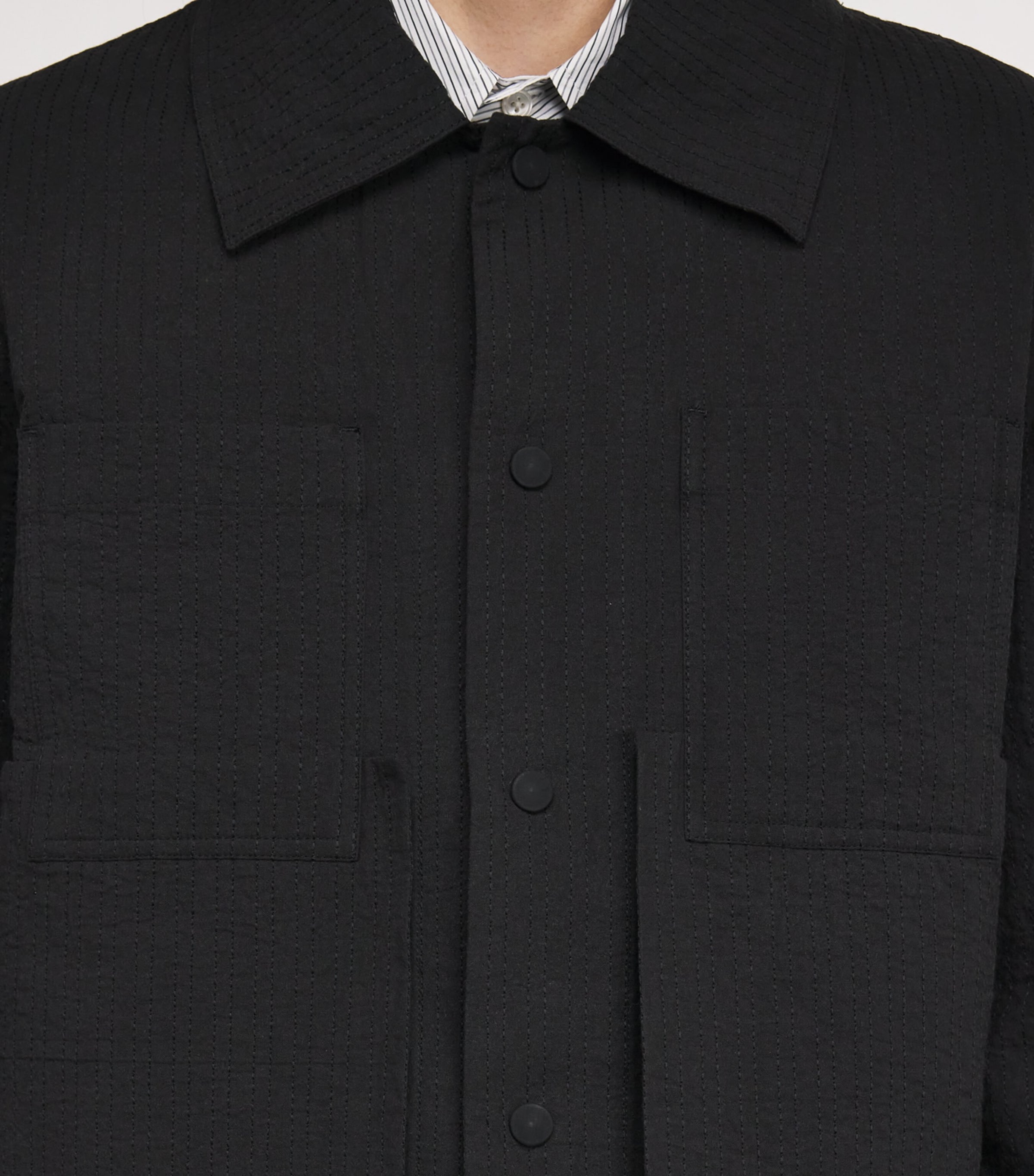Cotton Embroidered Worker Jacket BLACK Image 6