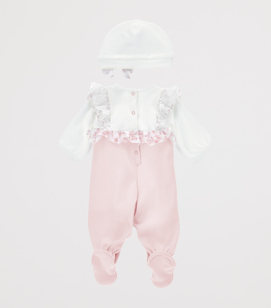 Cotton Floral All-In-One and Hat Set (1-9 Months) PANNA+ROSA ANTICO Image 2
