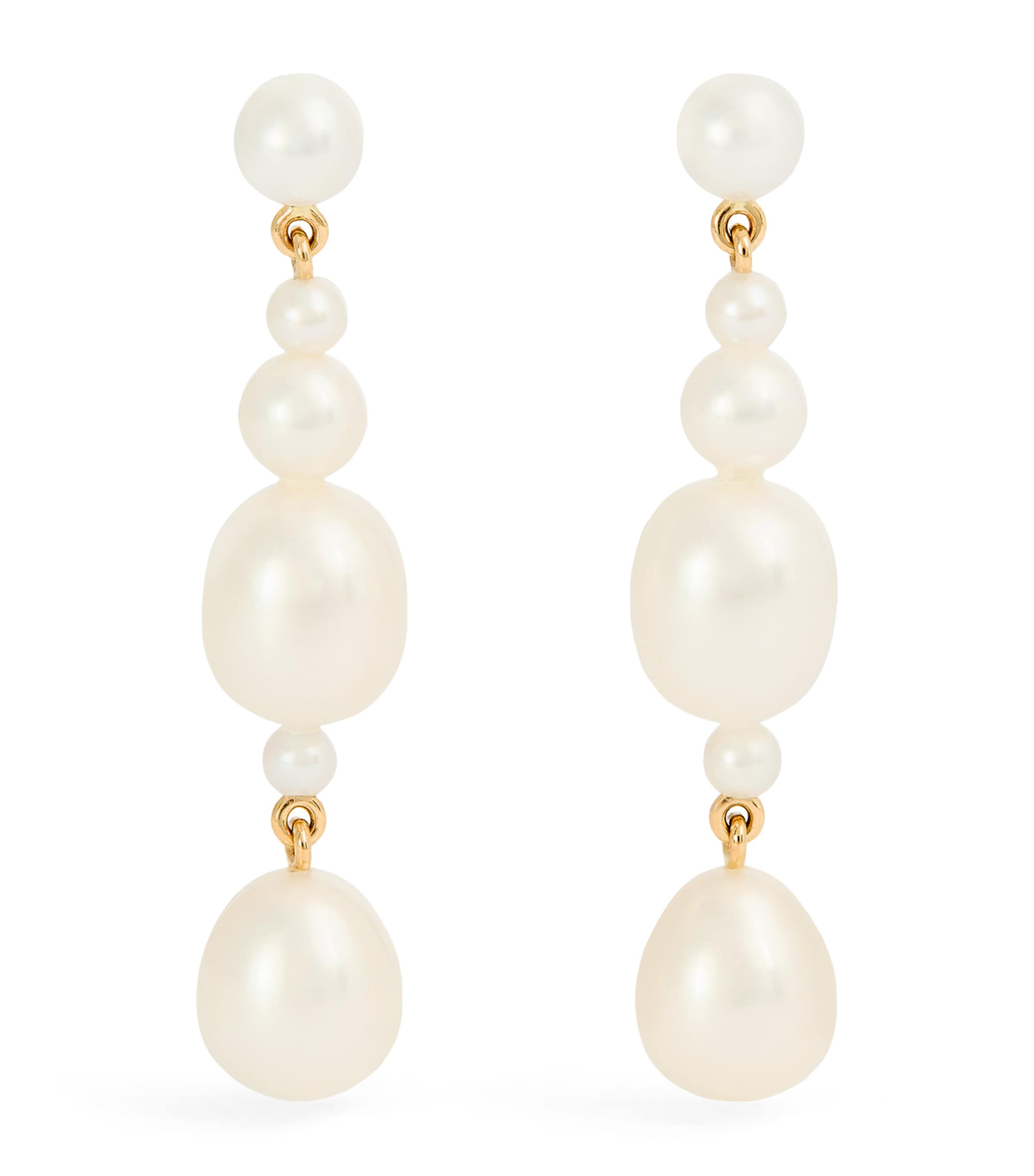 Sophie Bille Brahe Yellow Gold And Pearl Petite Amis De La Perle Earrings In White