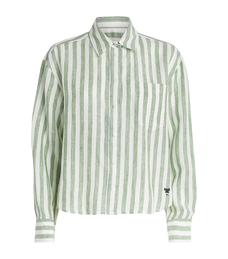 Weekend Max Mara Womens Linen Stripe Shirt Green Image 1