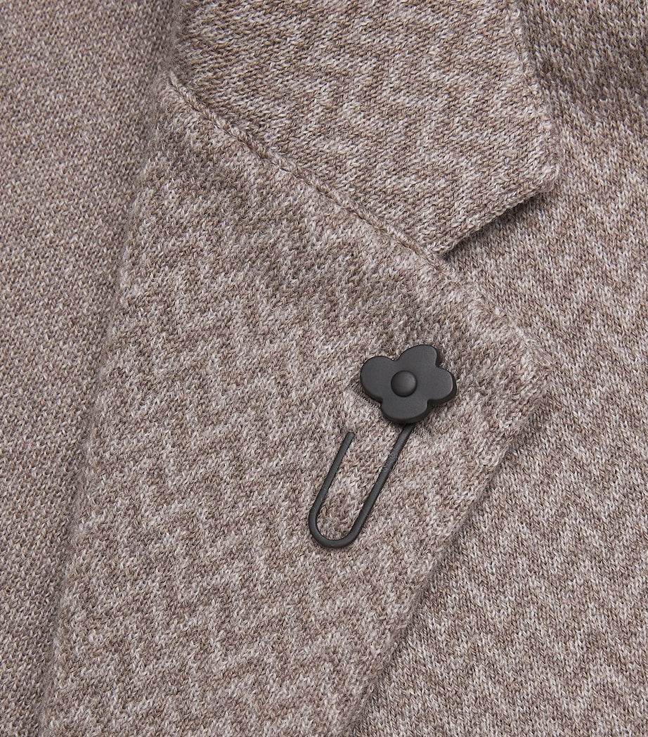Lardini Mens Virgin Wool Knitted Blazer Chvrn Lght Beige Image 6