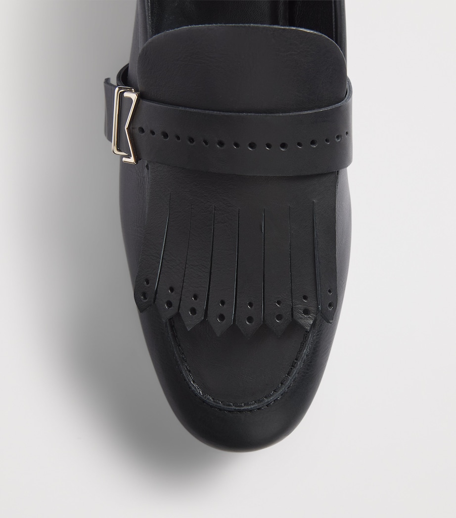 Max Mara Leather Fringe Loafers Black Image 6