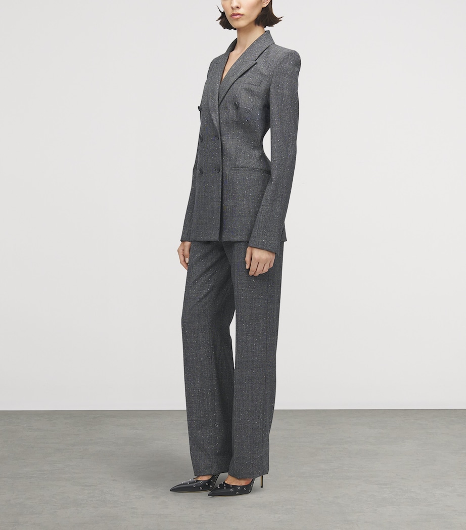 Wool Check Straight Trousers 1080 Image 3