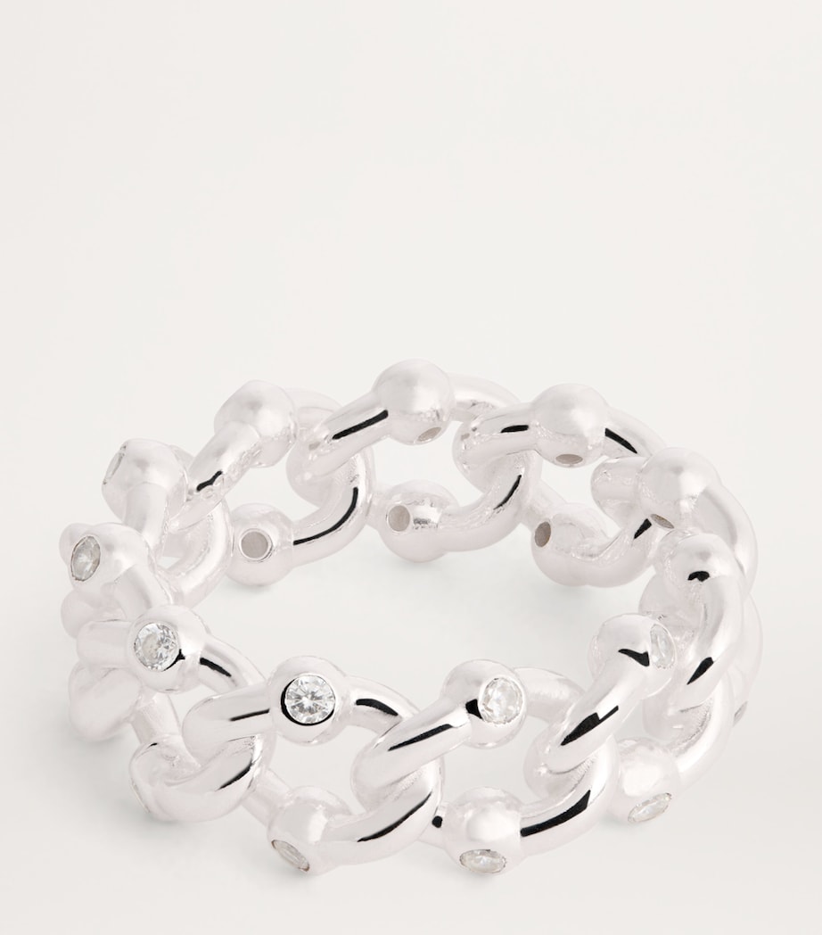 Sterling Silver Formula Chunky Link Ring WHITE Image 4