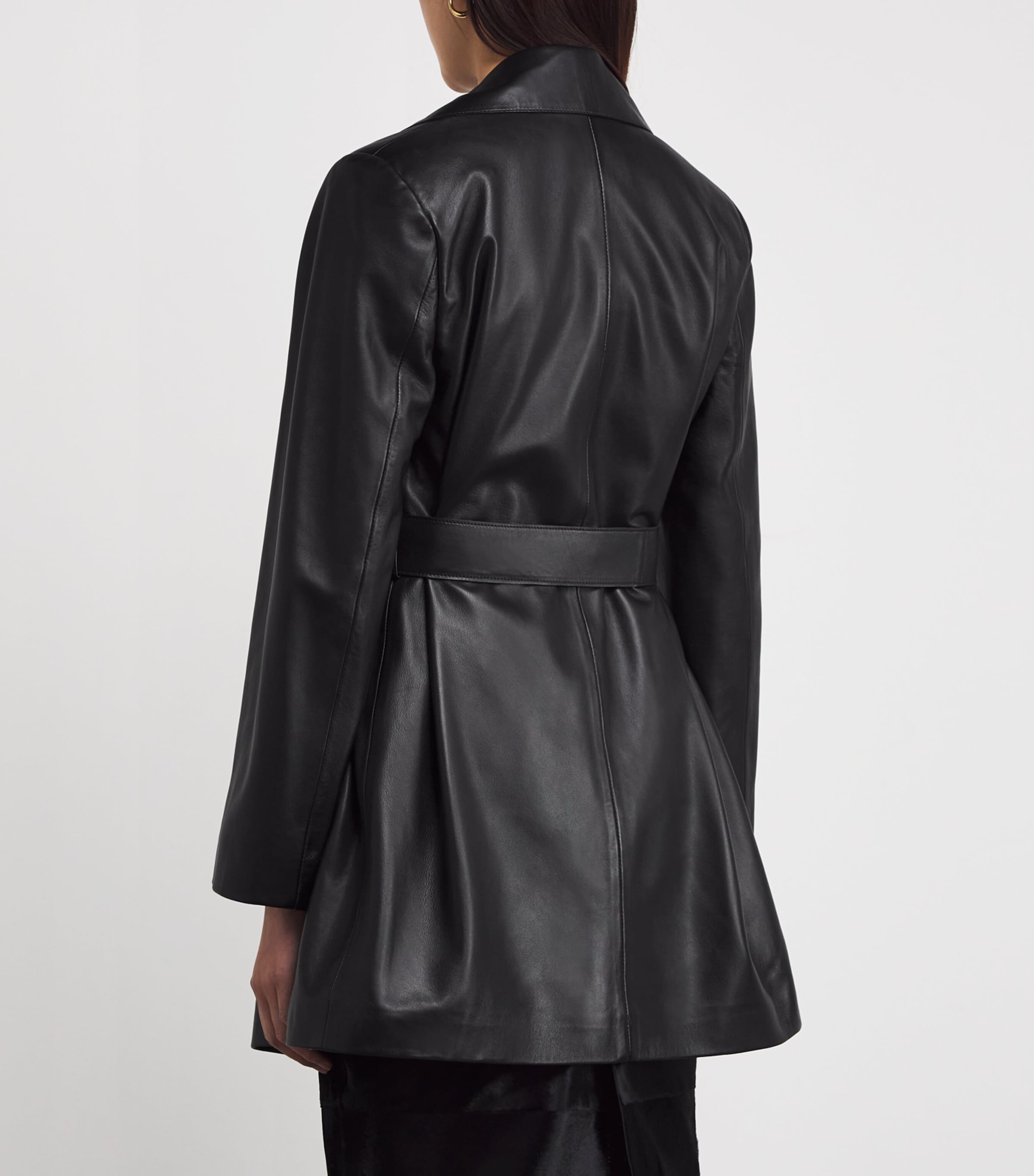 NOUR HAMMOUR Womens Belted Kerri Leather Jacket Black Image 4
