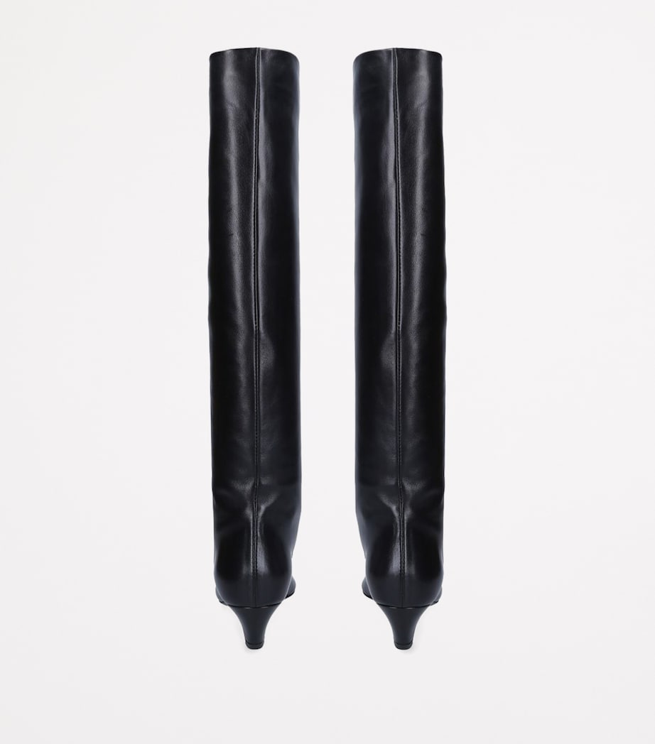 Leather Davis Knee-High Boots 40 BLACK Image 2