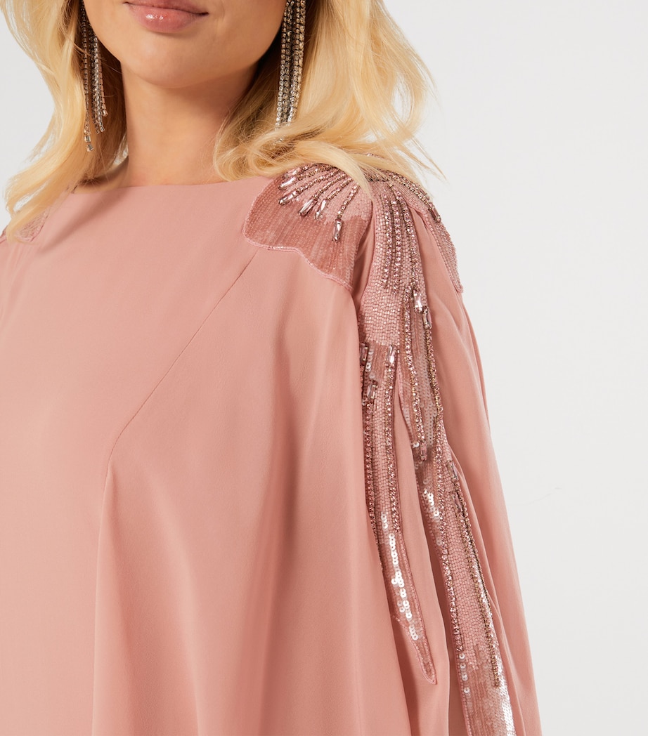 Marina Rinaldi Womens Embellished Caped Gown Antique Rose Image 5