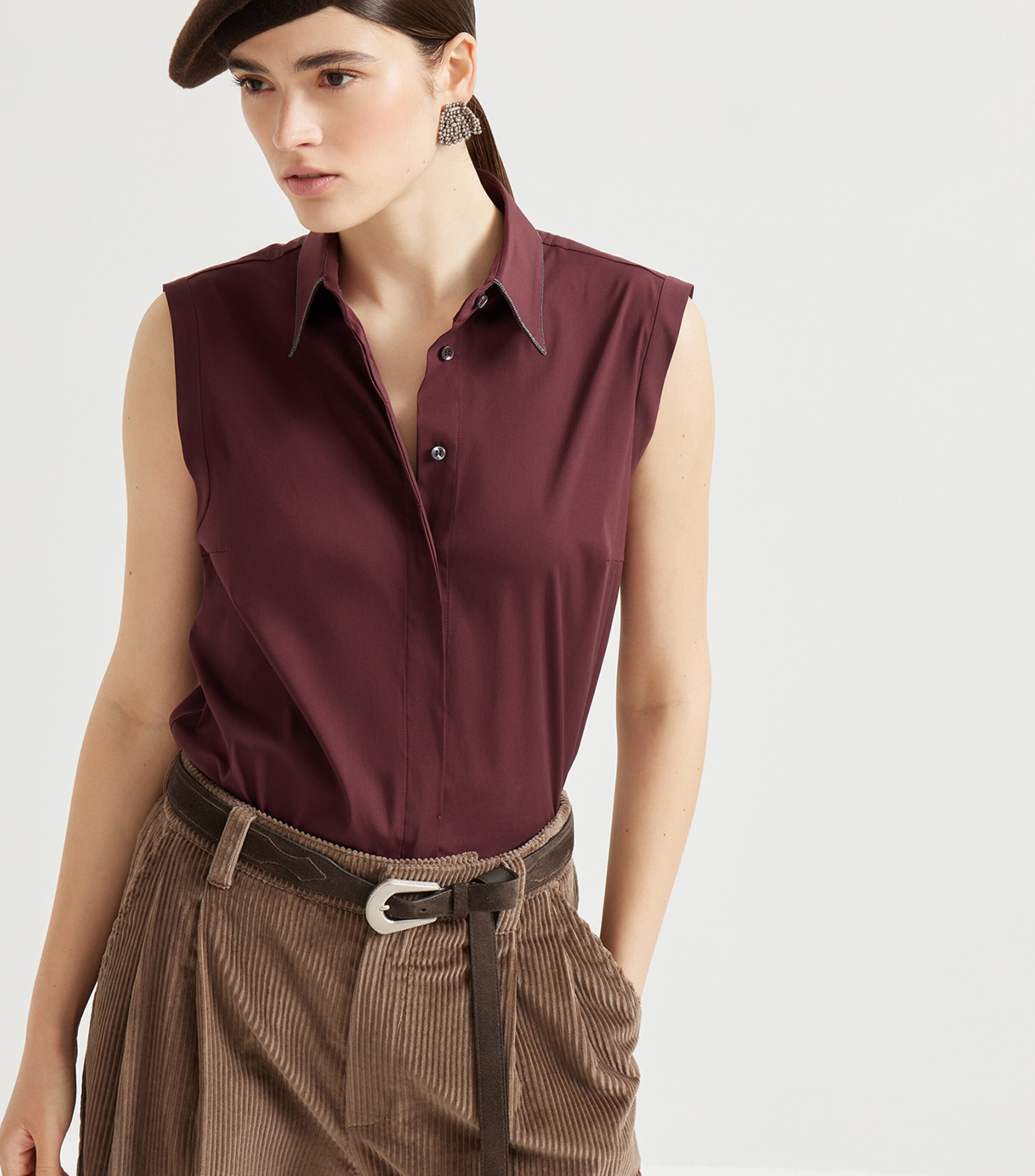 Cotton-Blend Sleeveless Shirt C4242 Image 5