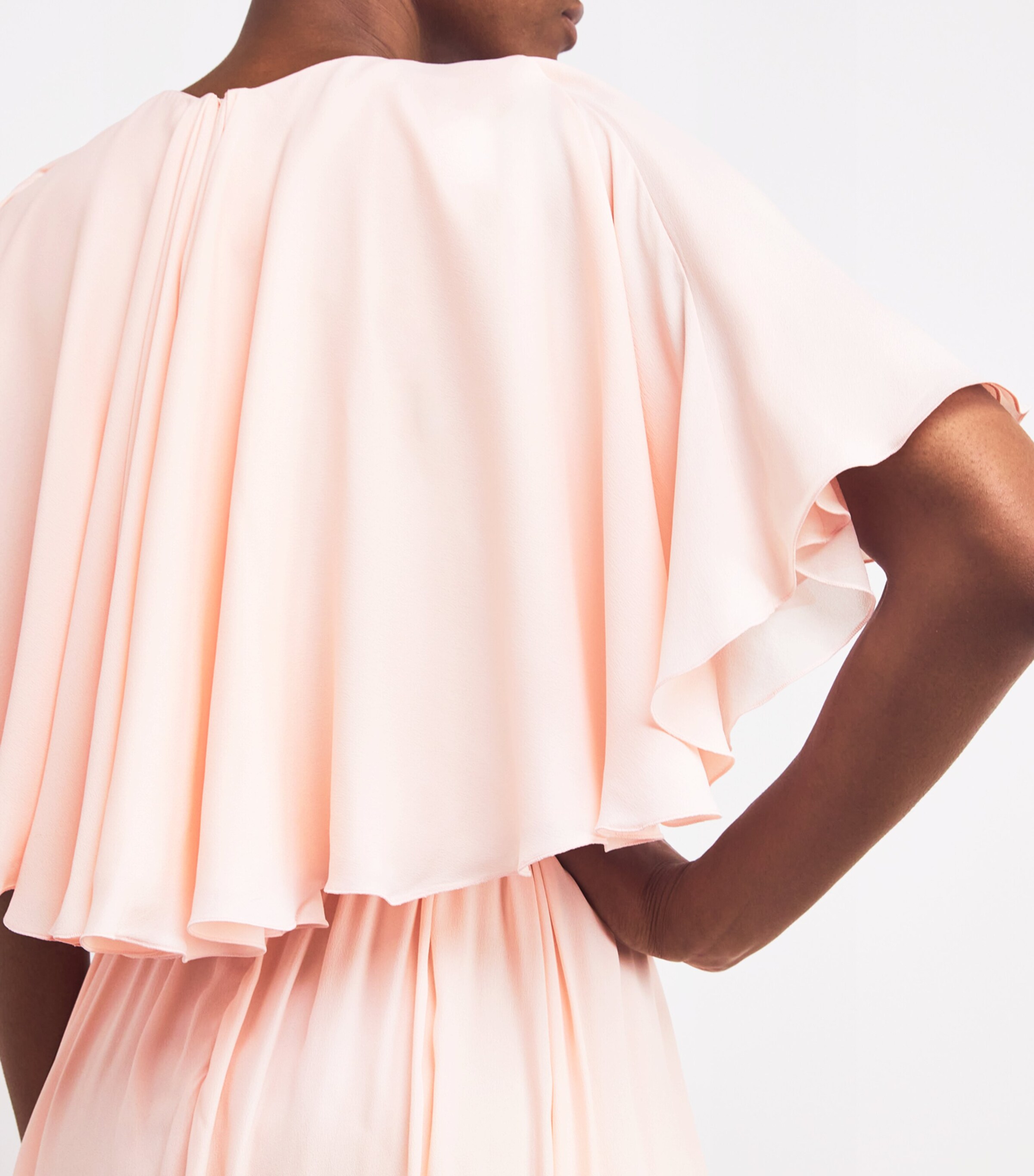 Giambattista Valli Womens Crepe Cape-Overlay Midi Dress Quartz Rose Image 4