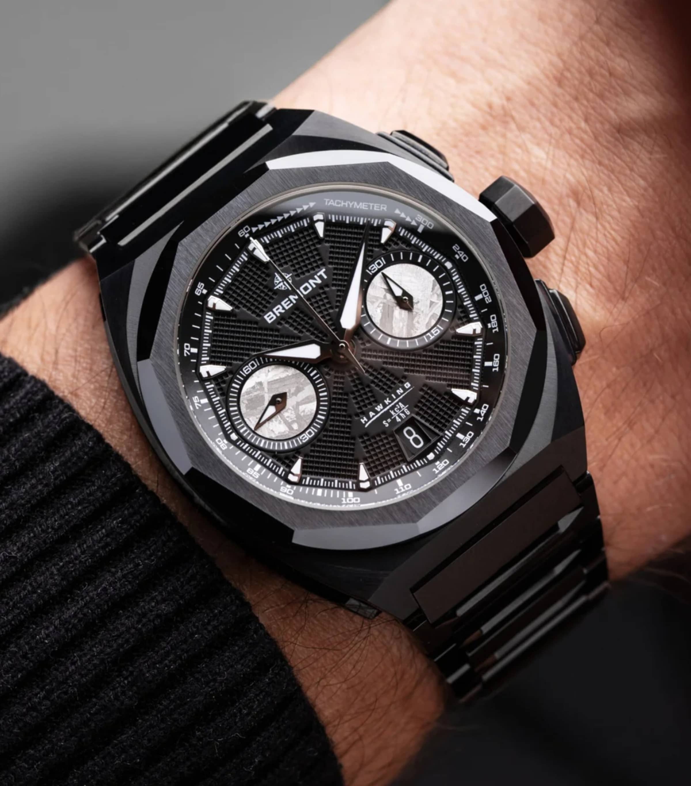 Bremont Stainless Steel Supernova Hawking Chronograph Watch 41mm Black Image 9