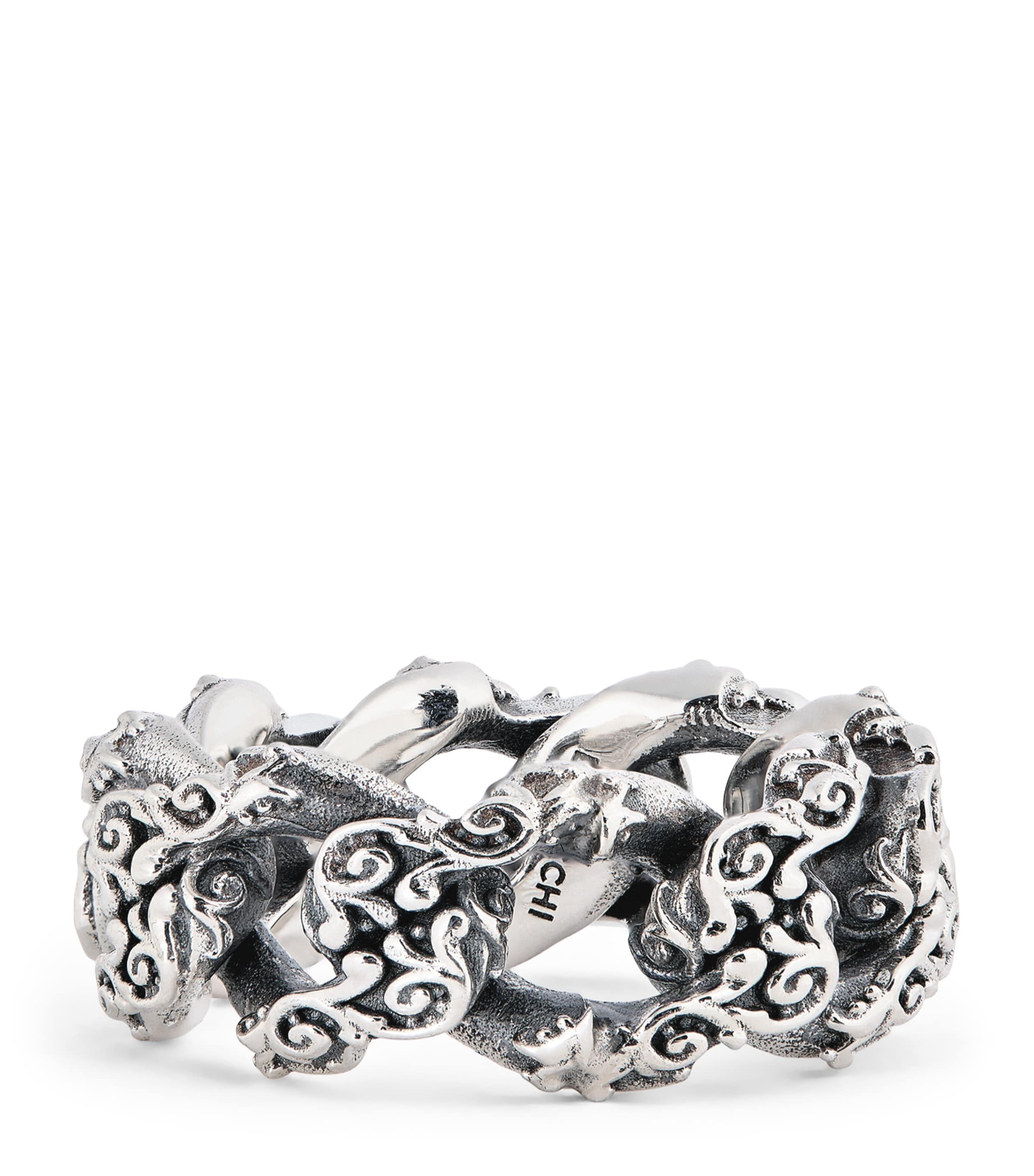 Emanuele Bicocchi Sterling Silver Flourishing Chain Ring In Silver