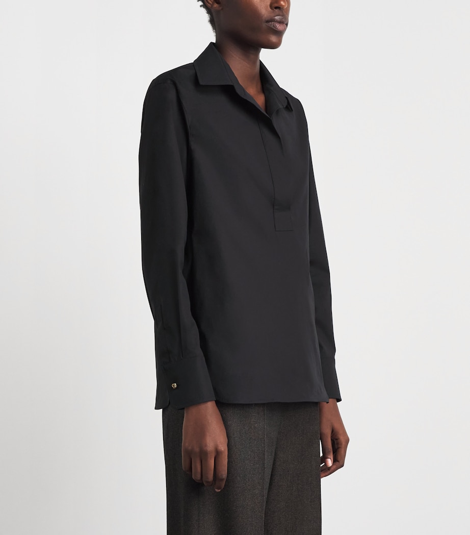 Max Mara Womens Stretch-Cotton Polo Shirt Black Image 4