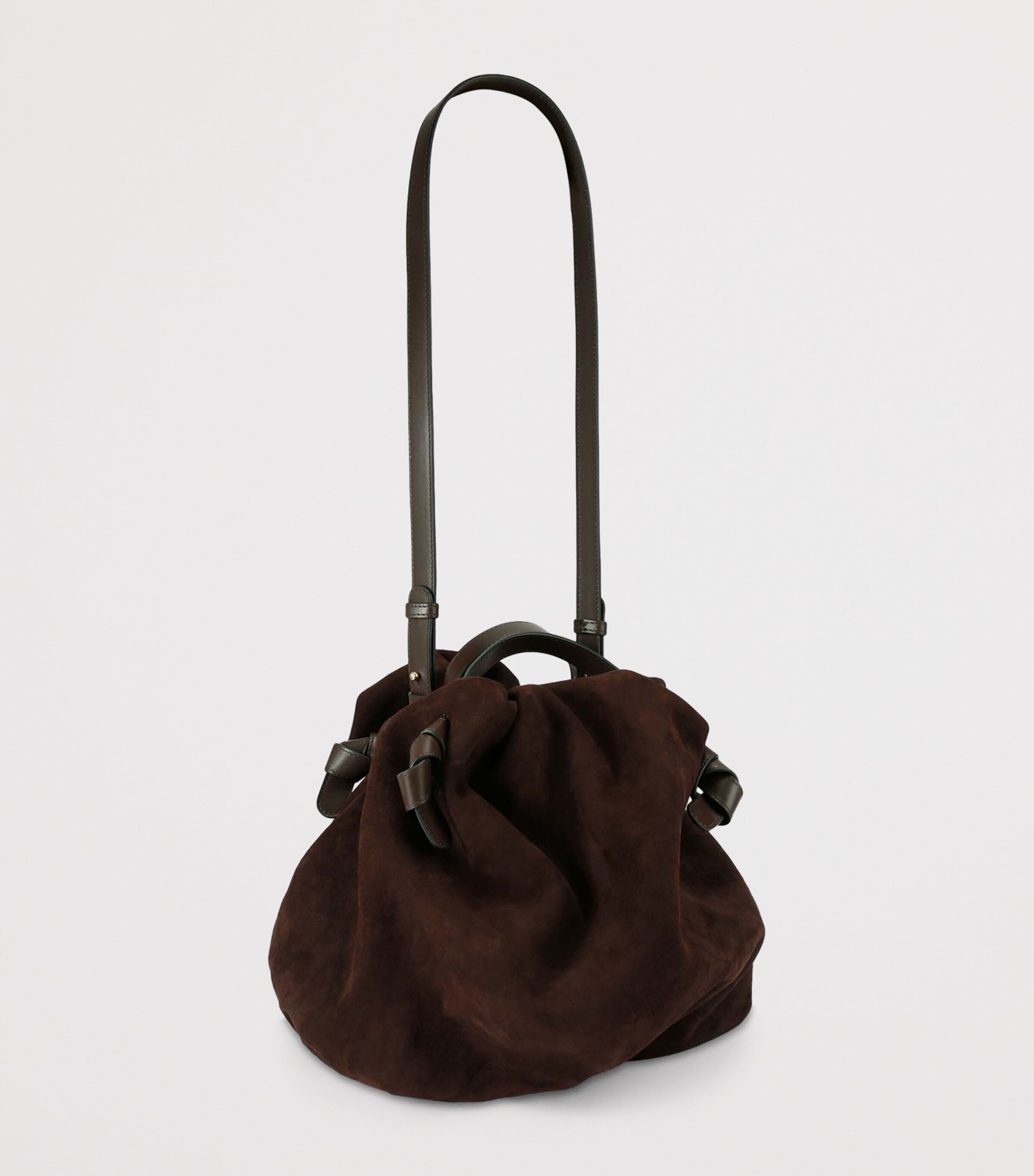 NEOUS Suede Taurus Dumpling Top-Handle Bag Dark Brown Image 2