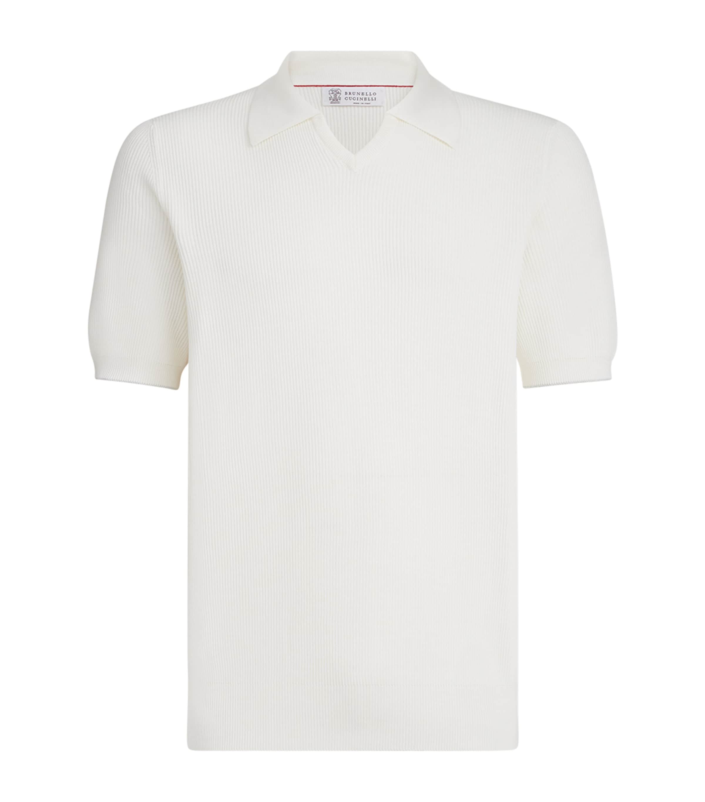 Brunello Cucinelli Mens Cotton Rib-Knit Polo Shirt Image 1