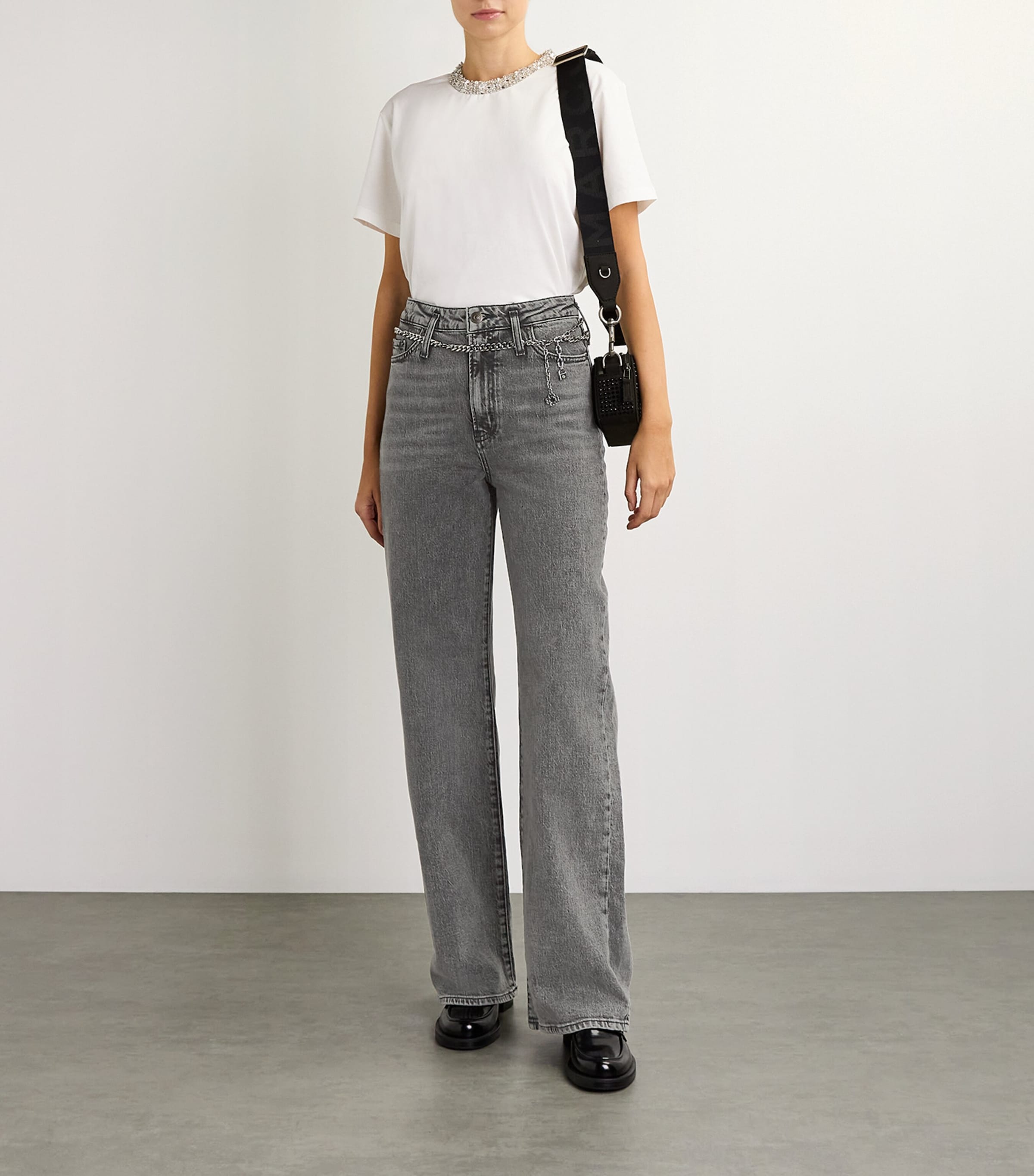 Chain-Detail Wide-Leg Jeans GREY Image 2