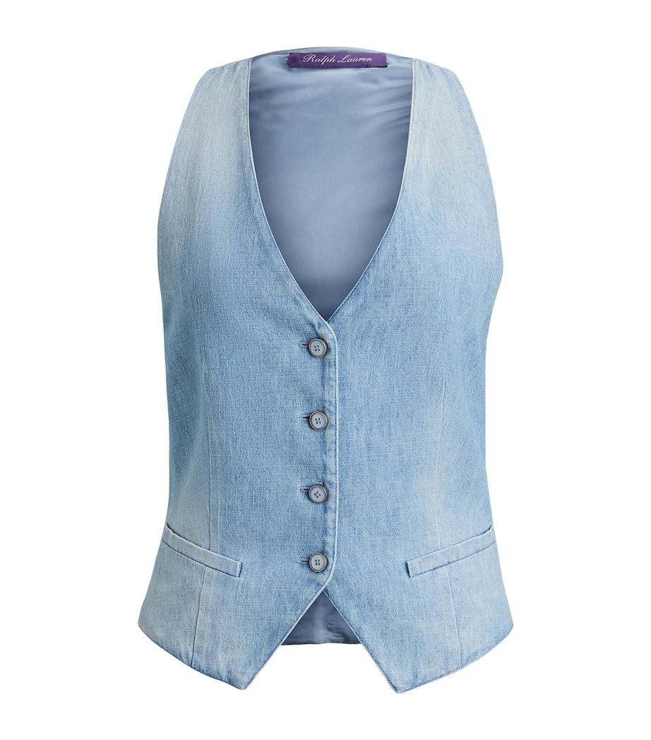Ralph Lauren Collection Womens Cotton Denim Clarissa Waistcoat Cirrus Indigo Image 1