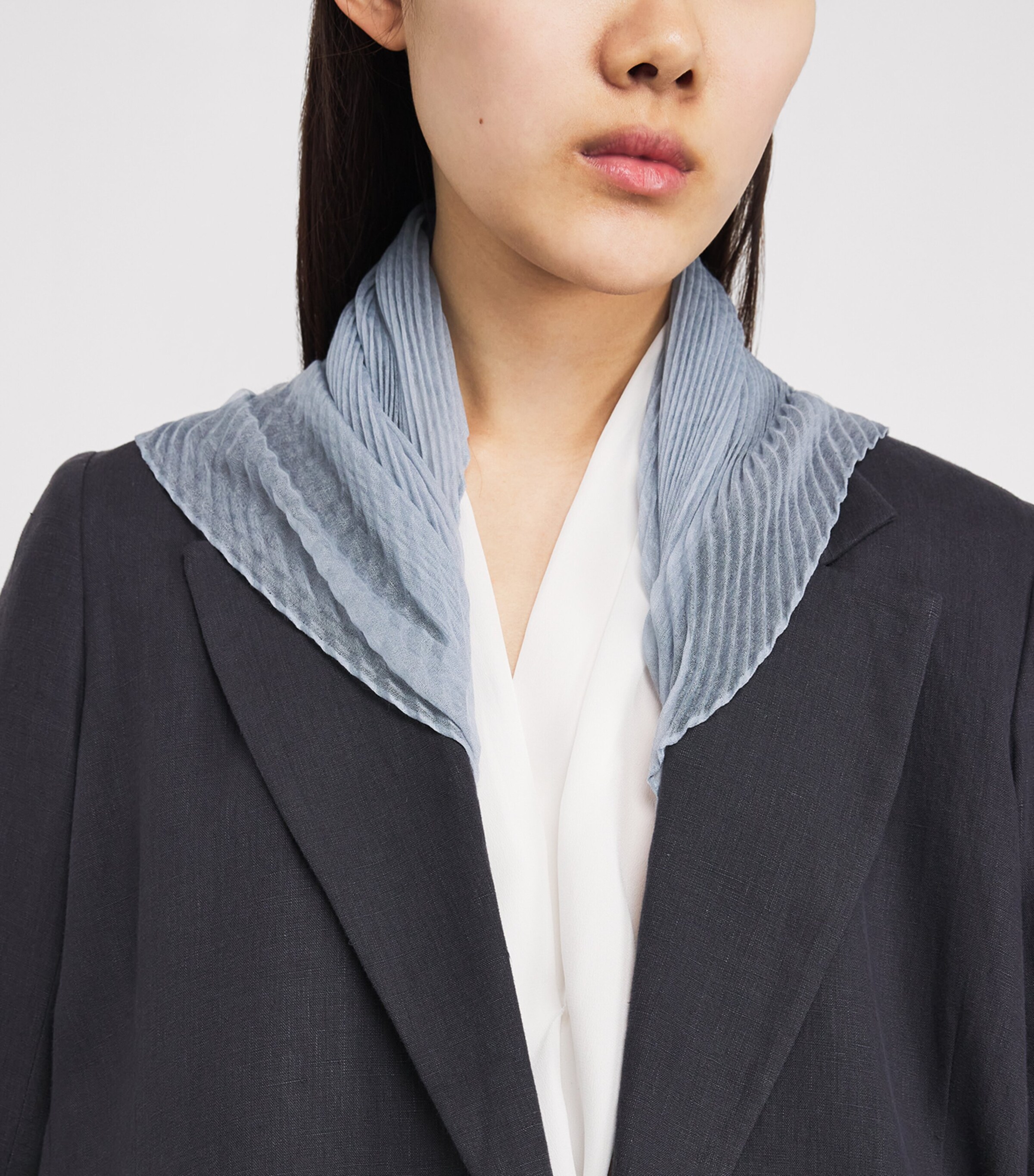 Cashmere-Silk Plissé Scarf 40228 SKY BLUE Image 2